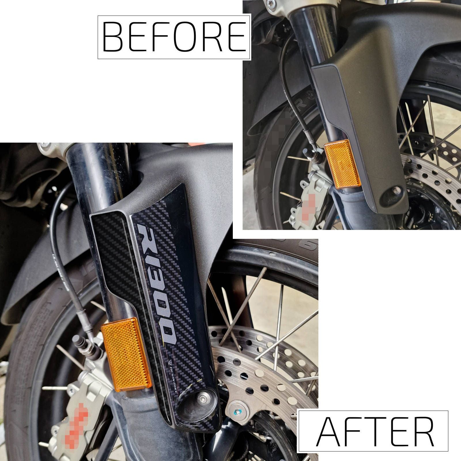 Resin Bike 3D Motorcycle Stickers - Front Fender Sides | BMW R 1300 GS 2023>2025 - Pyramid Motorcycle Accessories