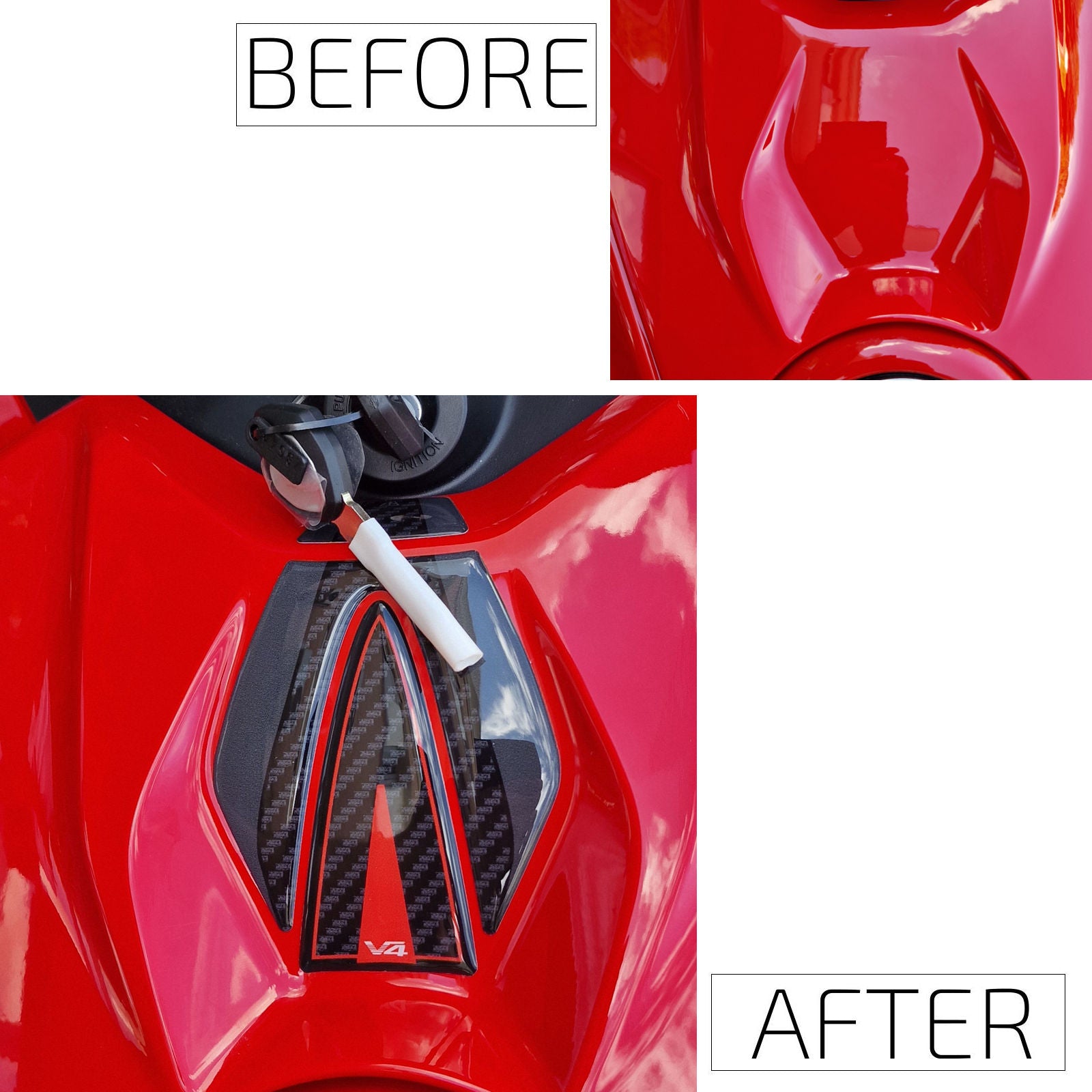 Resin Bike 3D Motorcycle Stickers - Key Area | Ducati Panigale/Streetfighter V4 / V4 S 2025>2026 - Pyramid Motorcycle Accessories