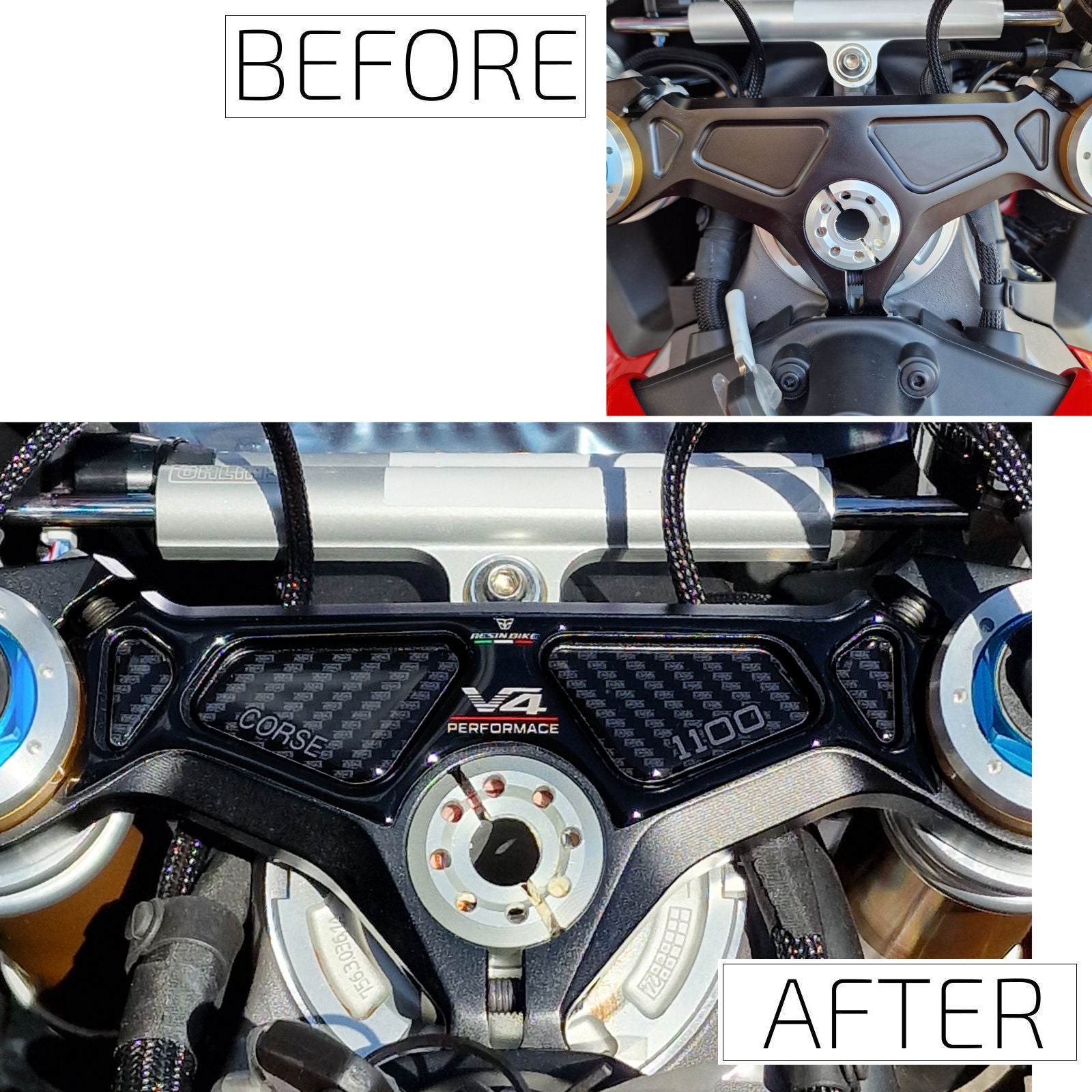 Resin Bike 3D Motorcycle Stickers - Top Yoke | Ducati Panigale/Streetfighter V4 / V4 S 2025>2026 - Pyramid Motorcycle Accessories