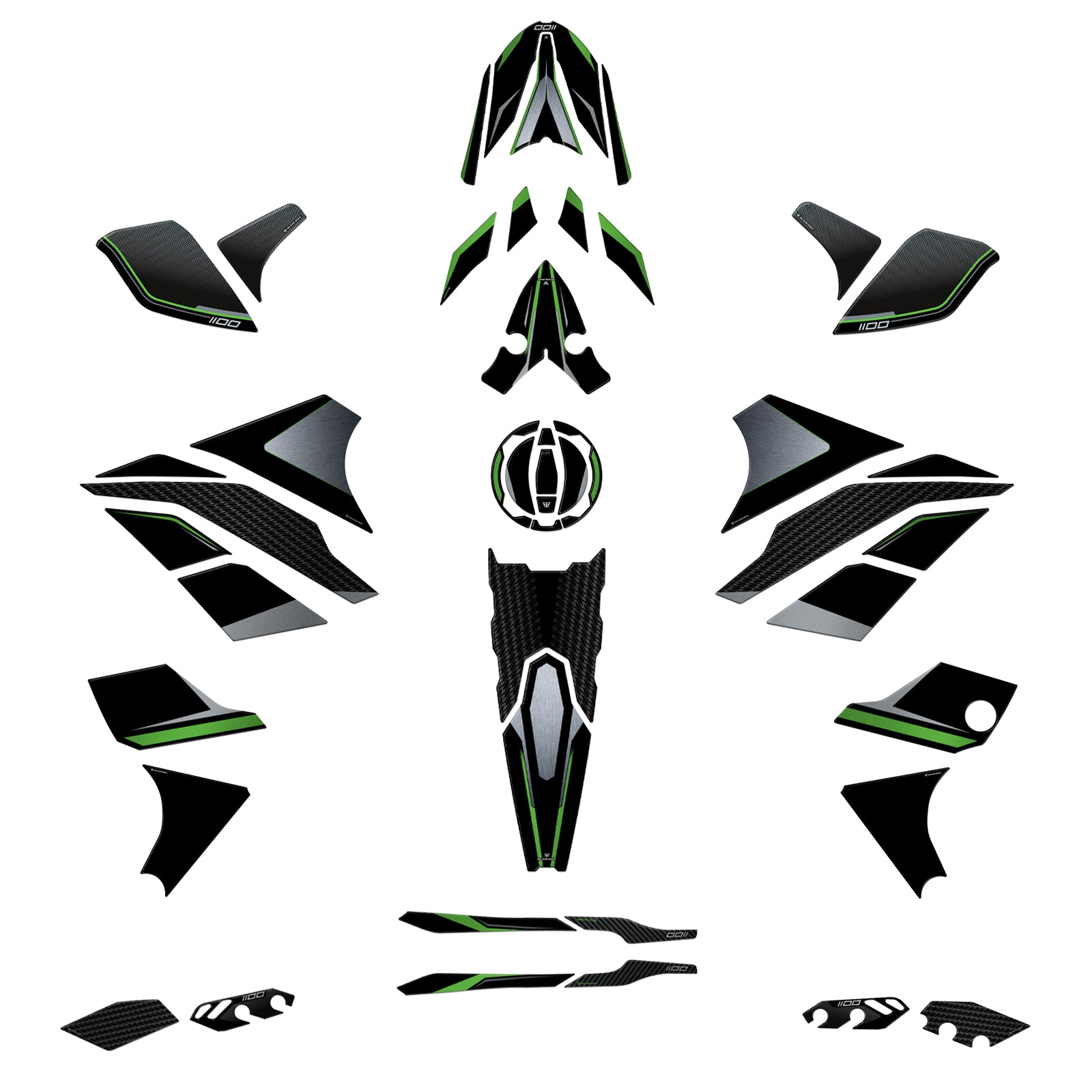 Resin Bike 3D Motorcycle Stickers - Full Kit | Kawasaki Versys 1100 2025>2026 - Pyramid Motorcycle Accessories