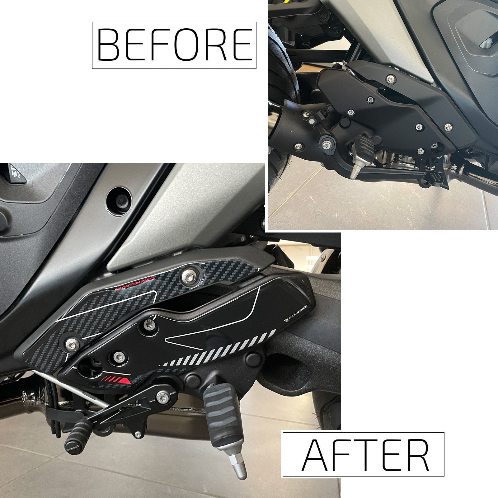 Resin Bike 3D Motorcycle Stickers - Heel Pads | BMW R 1300 R 2025>2026 - Pyramid Motorcycle Accessories