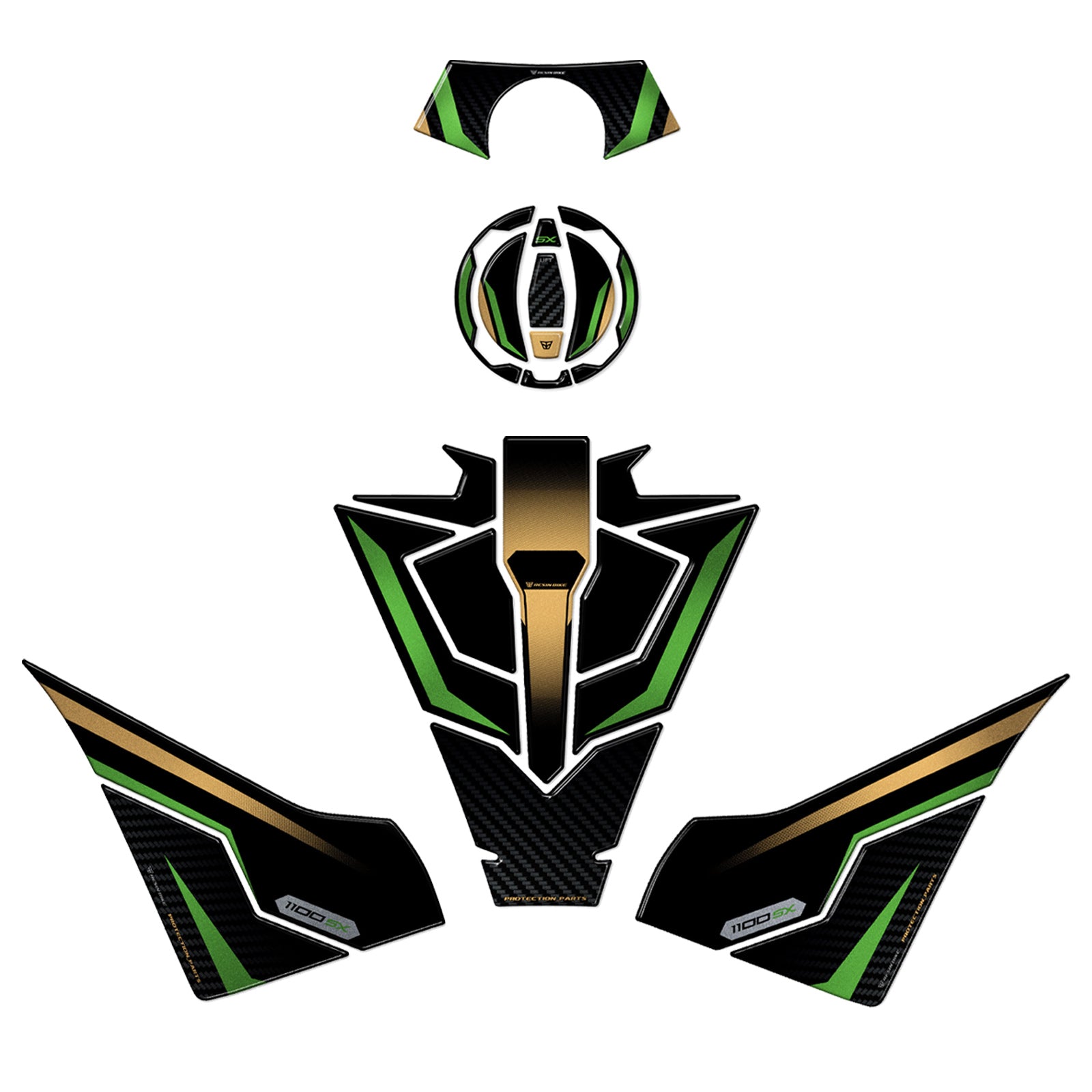 Resin Bike 3D Motorcycle Stickers - Basic Kit | Kawasaki Ninja 1100 SX SE 2025>Current - Pyramid Motorcycle Accessories