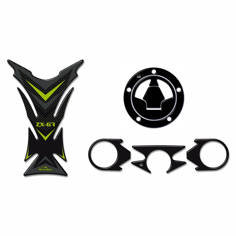Resin Bike 3D Motorcycle Stickers - Tank Pad | Kawasaki Ninja ZX-6R 2006>2010 RB-B14466D3 - Pyramid Motorcycle Accessories