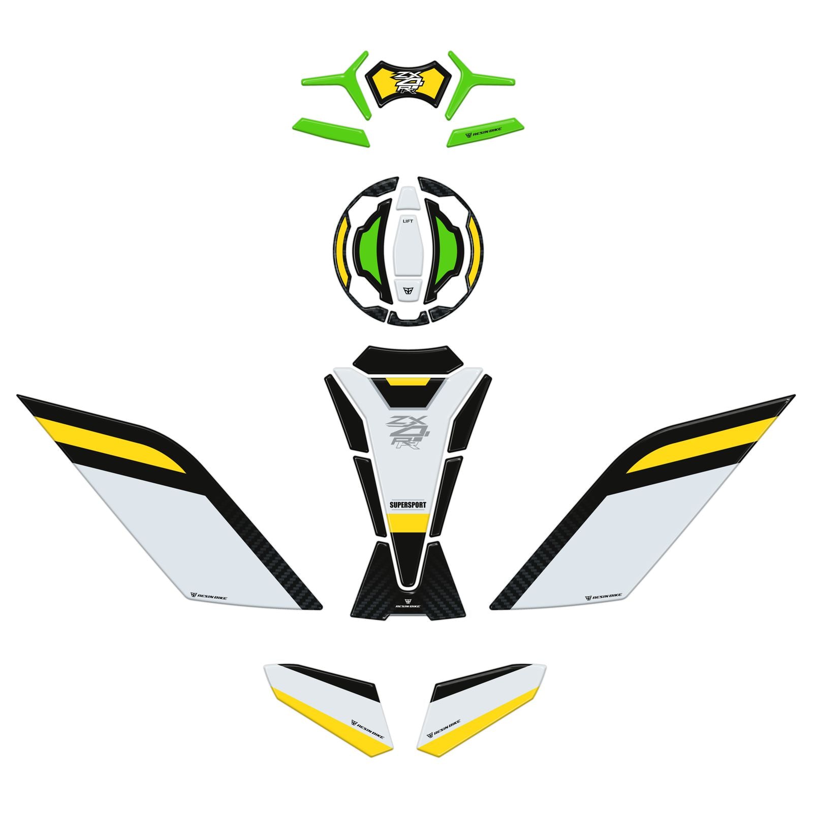 Resin Bike 3D Motorcycle Stickers - Full Kit | Kawasaki Ninja ZX-4RR 2025>Current - Pyramid Motorcycle Accessories