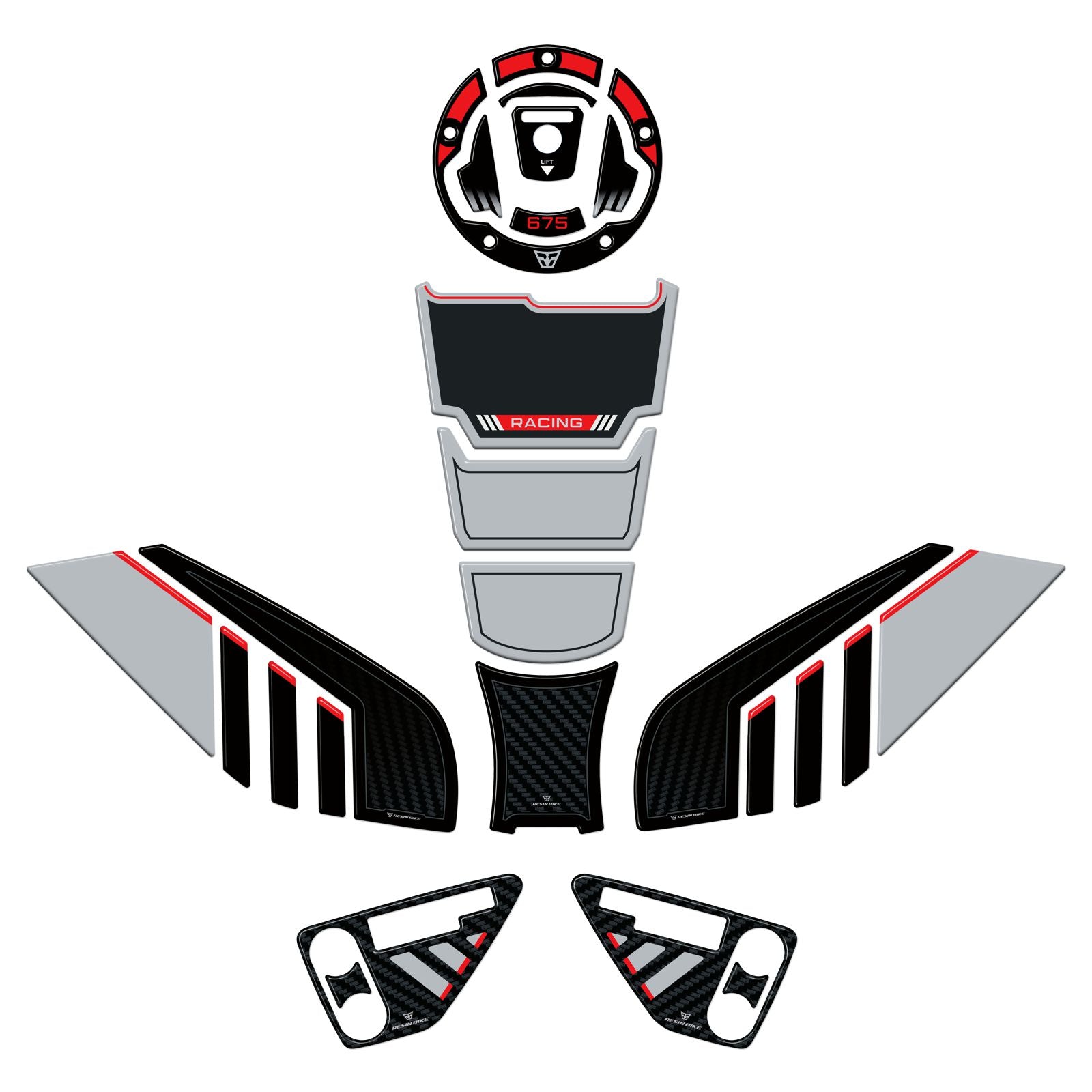 Resin Bike 3D Motorcycle Stickers - Full Kit | CFMoto 675SR-R 2025>2026 RB-1000799800002 - Pyramid Motorcycle Accessories