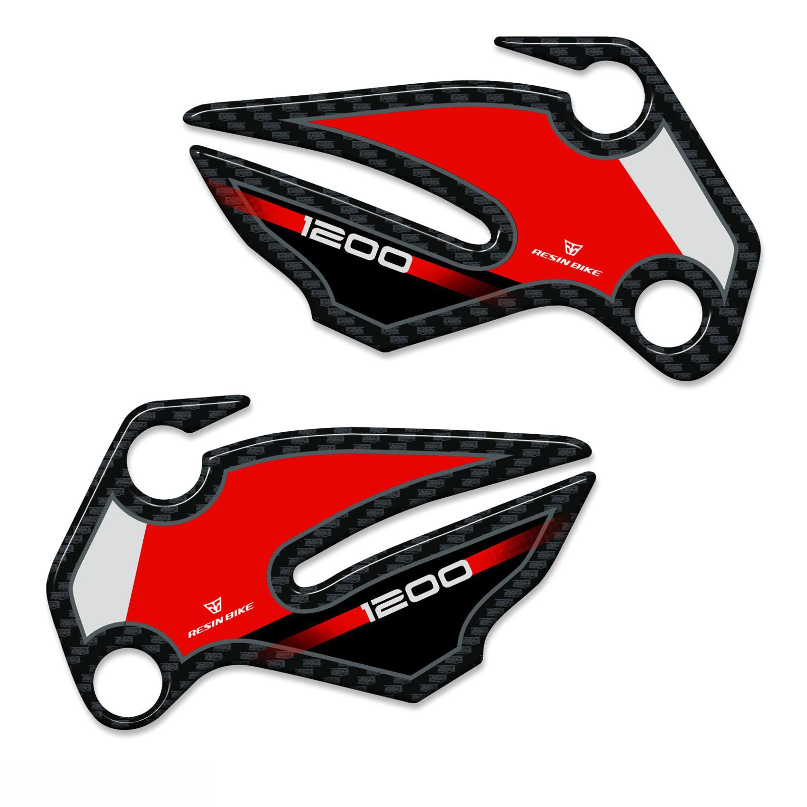 Resin Bike 3D Motorcycle Stickers - Heel Pads | Moto Guzzi X-Cape 1200 2025>2026 - Pyramid Motorcycle Accessories