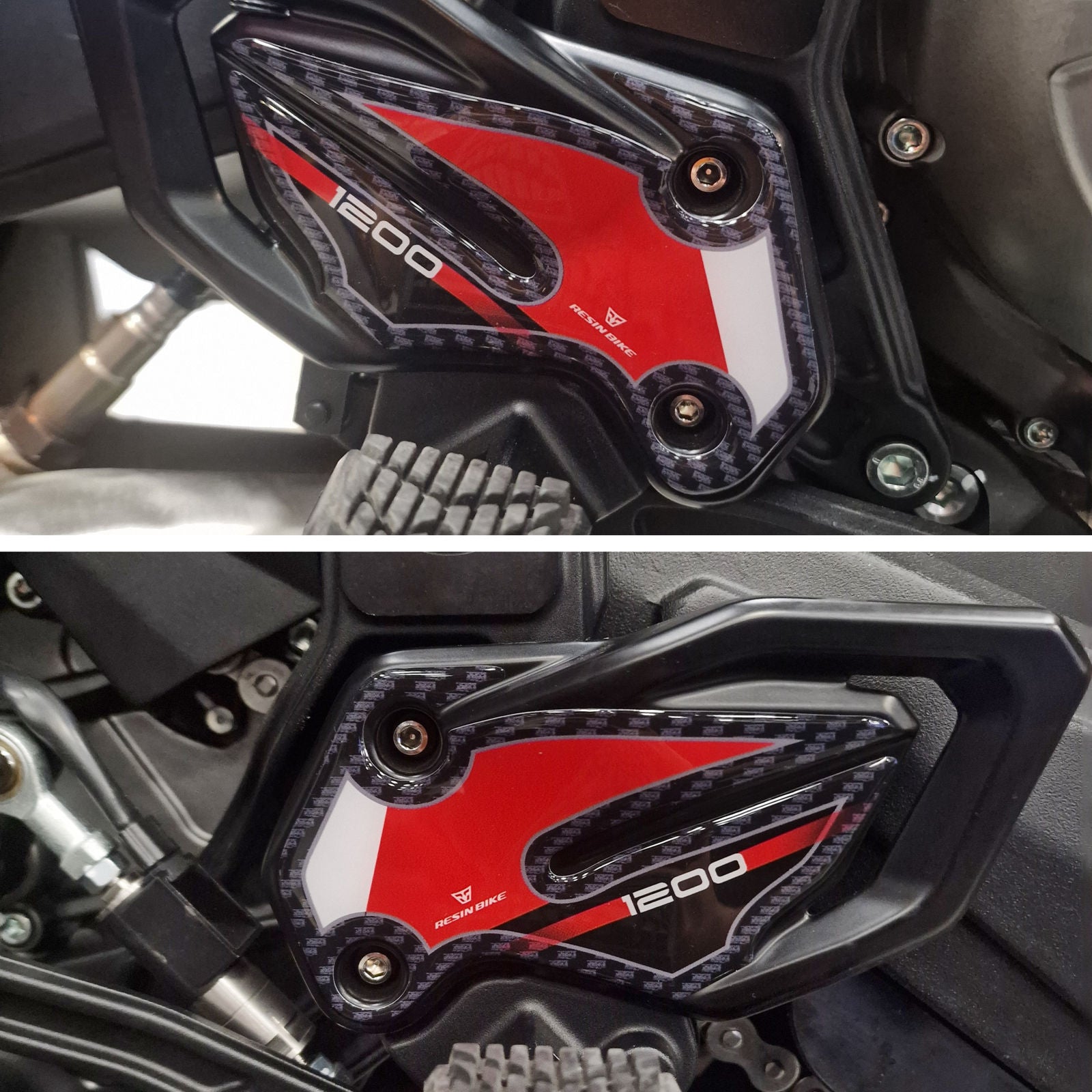Resin Bike 3D Motorcycle Stickers - Heel Pads | Moto Guzzi X-Cape 1200 2025>2026 - Pyramid Motorcycle Accessories