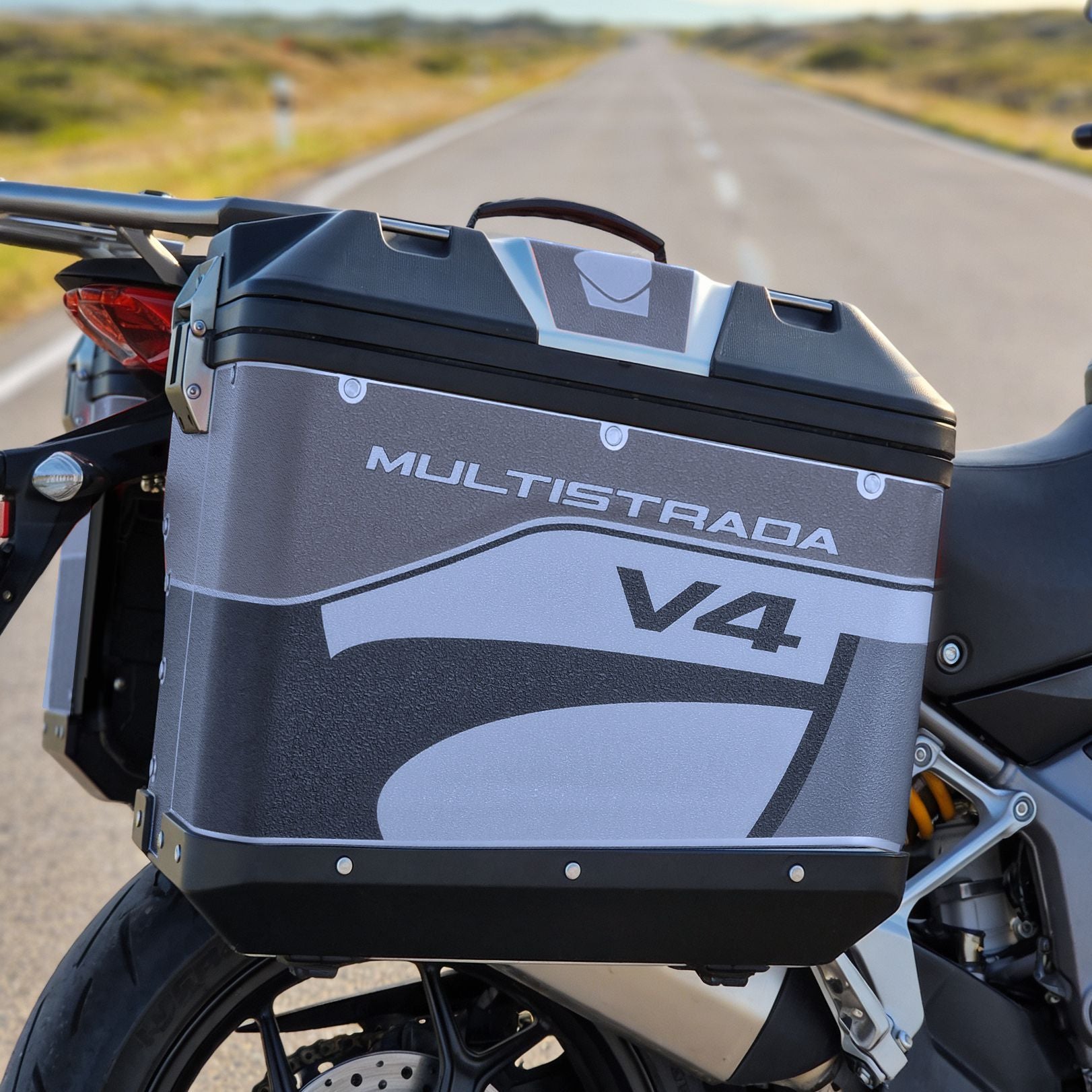 Resin Bike Rough Crystal Stickers Compatible with Motorcycle 41+35L | Ducati Multistrada V4/V4 Pikes Peak/V4 Rally/ V4 RS/ V4 S/ 2026>Current