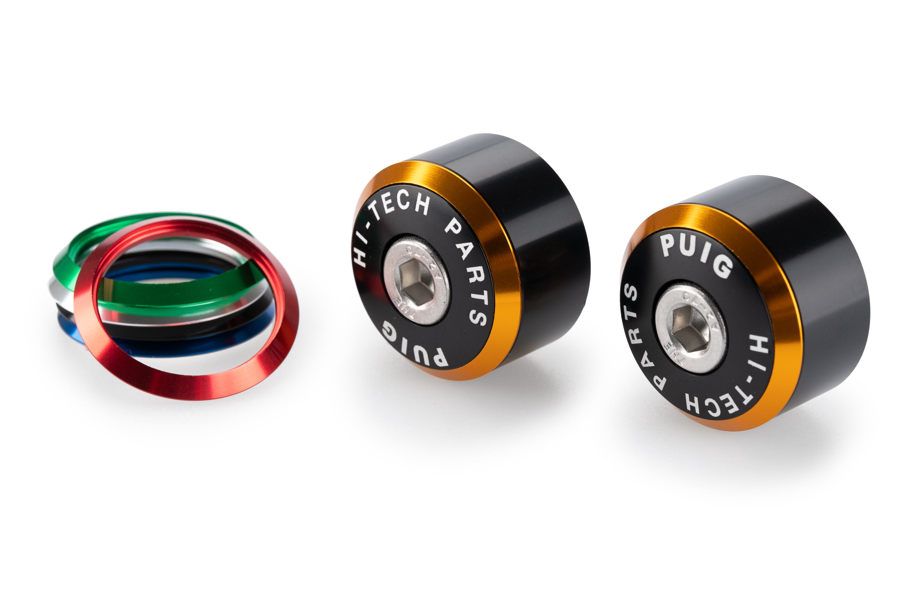 Puig Balance Bar Ends - Fits M8 Threaded Handlebars | Black w/ Coloured RingsΒ -Β Β Pyramid Motorcycle Accessories