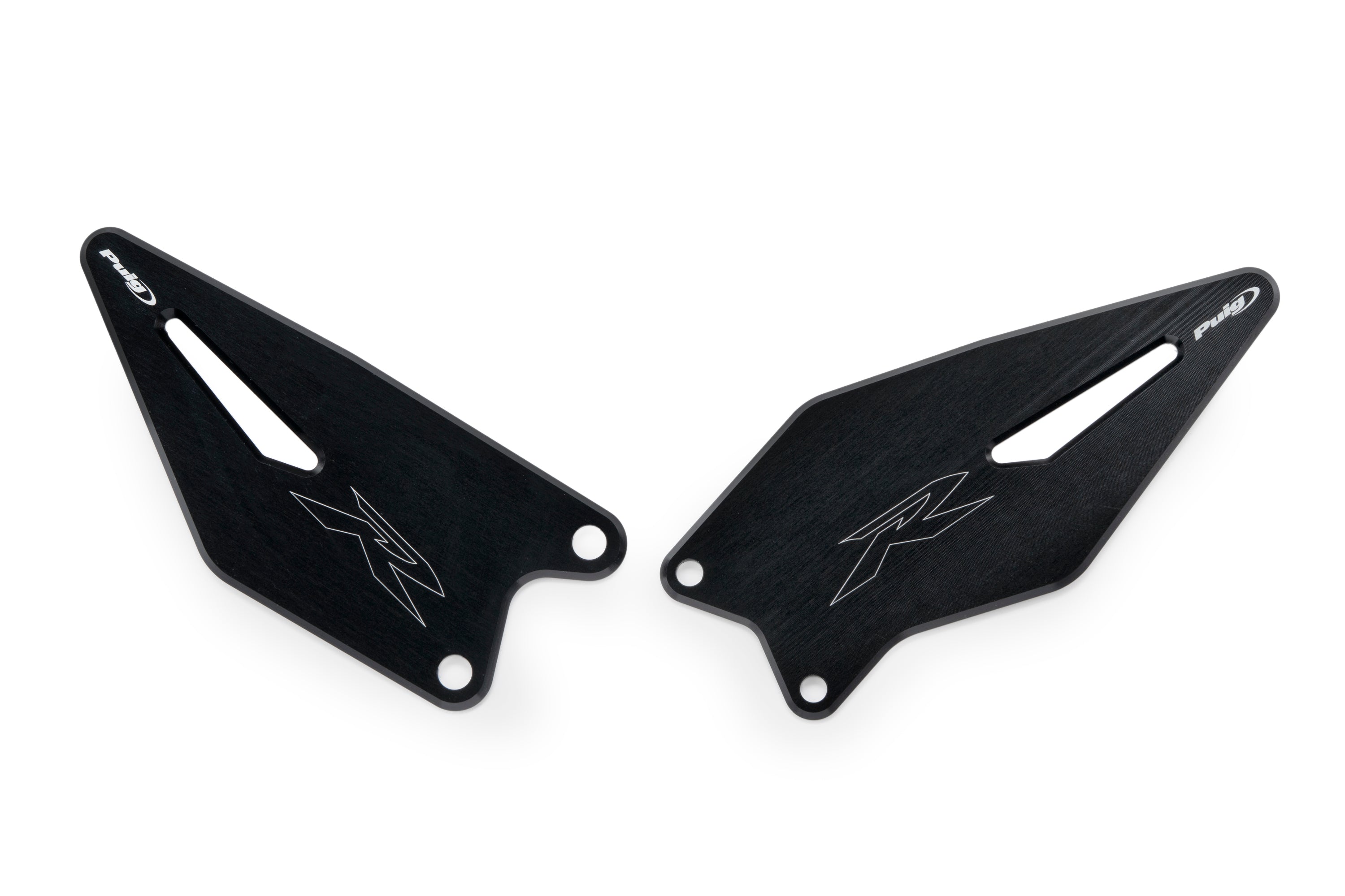 Puig Aluminium Heel Plates | Black | Kawasaki ZX-6R Ninja 2024>Current - Pyramid Motorcycle Accessories