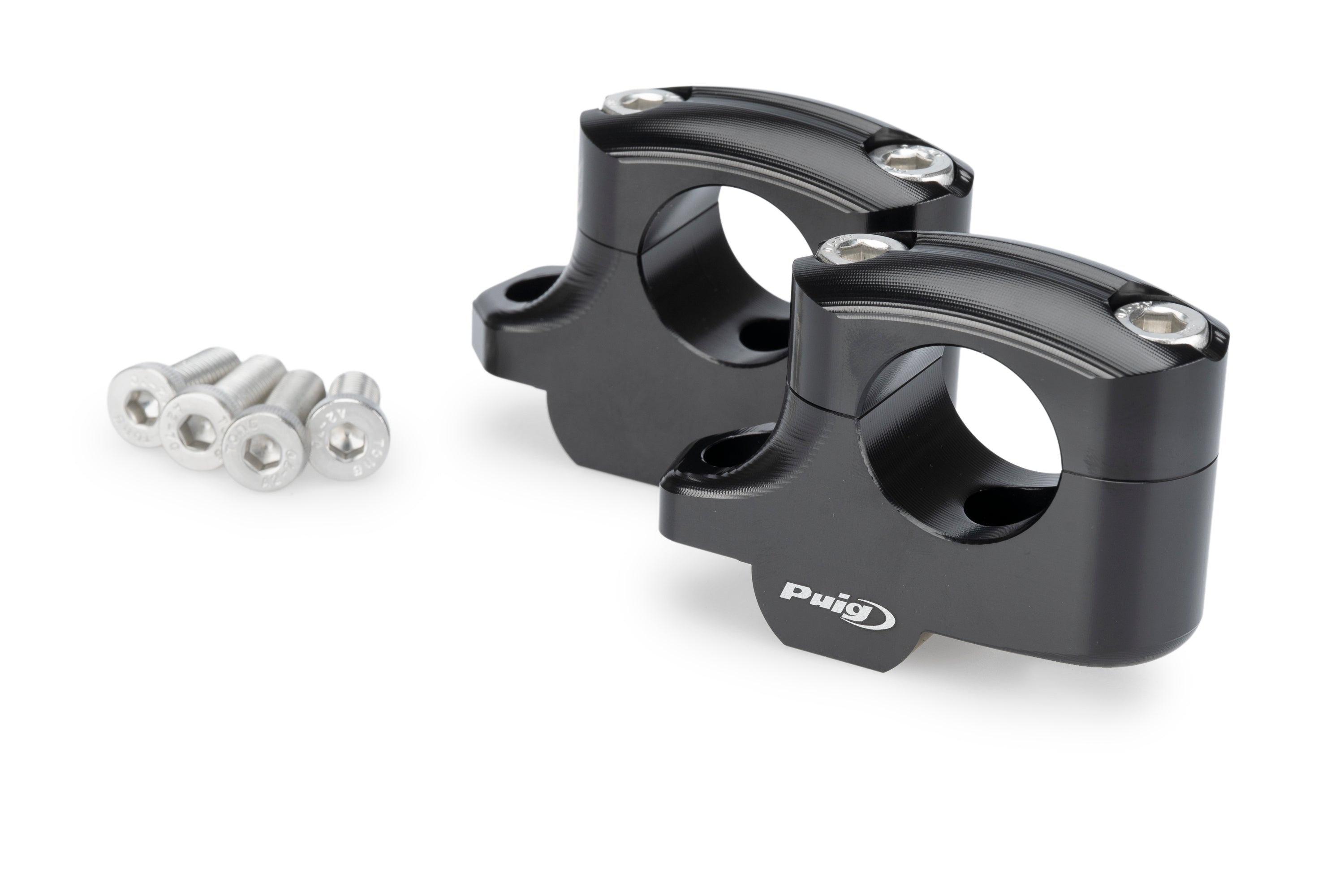 Puig Pullback Handlebar Risers - 25mm Rise - 16mm Back | Black | Voge DS900X 2024>2025 - Pyramid Motorcycle Accessories