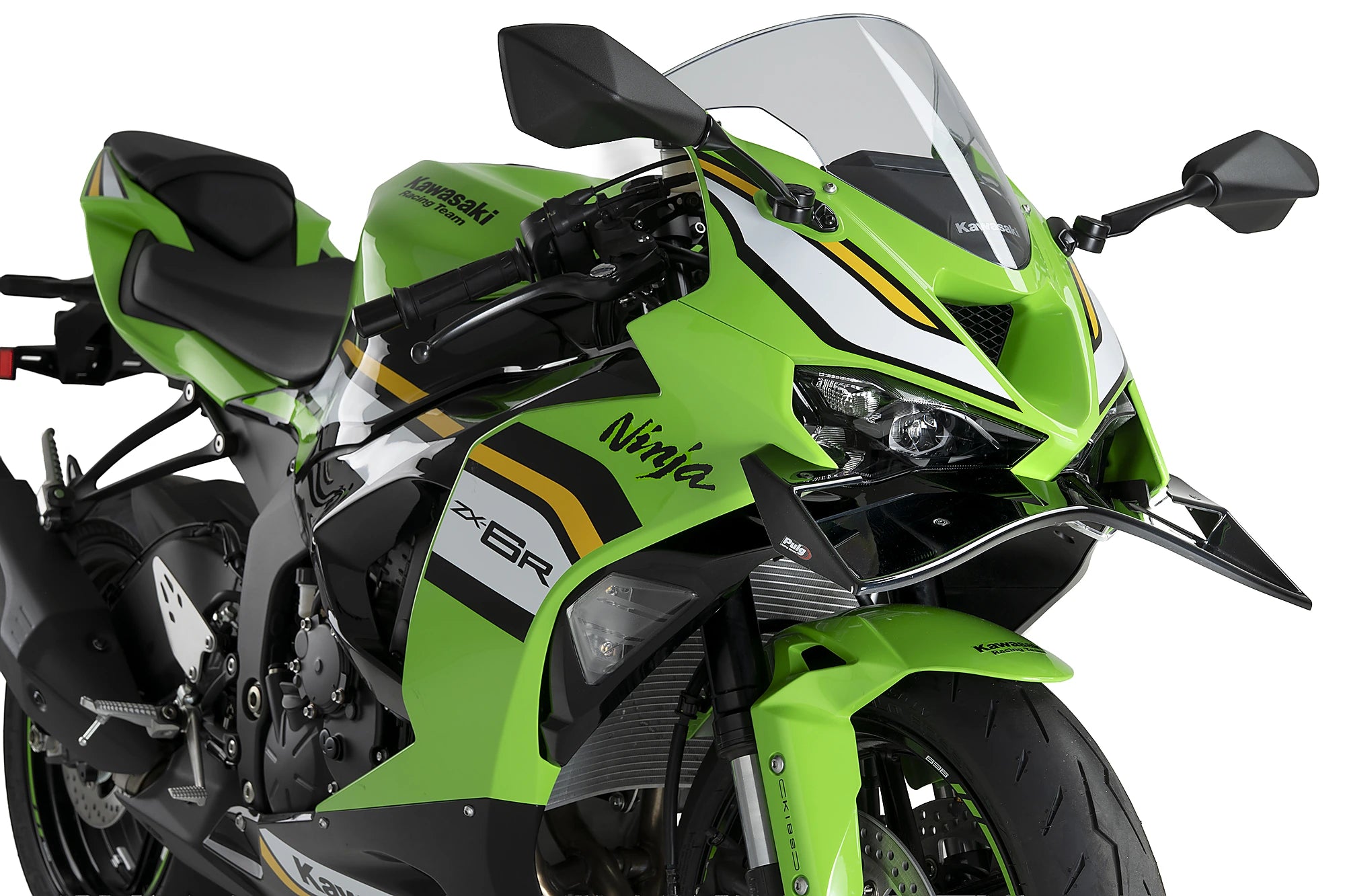 Puig GP Front Wing | Gloss Black | Kawasaki ZX-6R Ninja 2024>Current - Pyramid Motorcycle Accessories