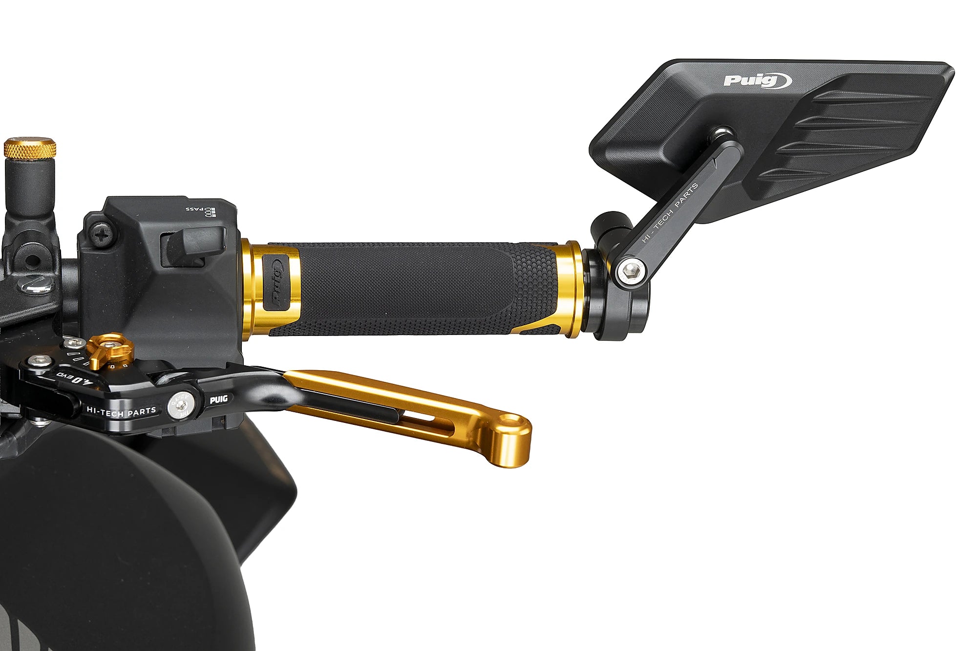 Puig Bladed Bar End Mirror - Left | Black - Pyramid Motorcycle Accessories