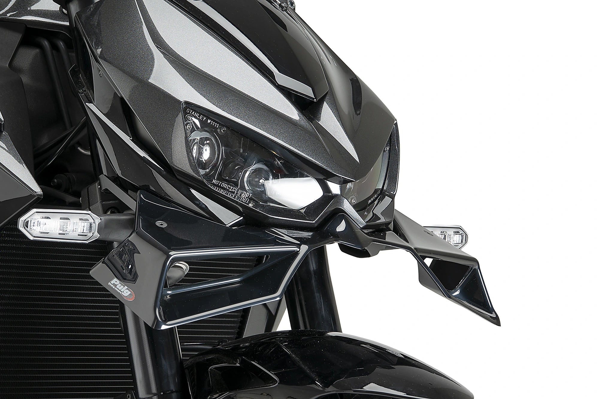 Puig Naked Front Wing Gloss Black fitted to Kawasaki Z 1100