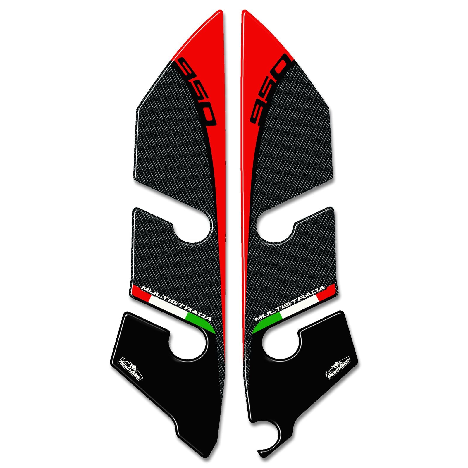 Resin Bike 3D Motorcycle Stickers - Front Fender Sides | Ducati Multistrada 950/950 S 2018>2021 - Pyramid Motorcycle Accessories
