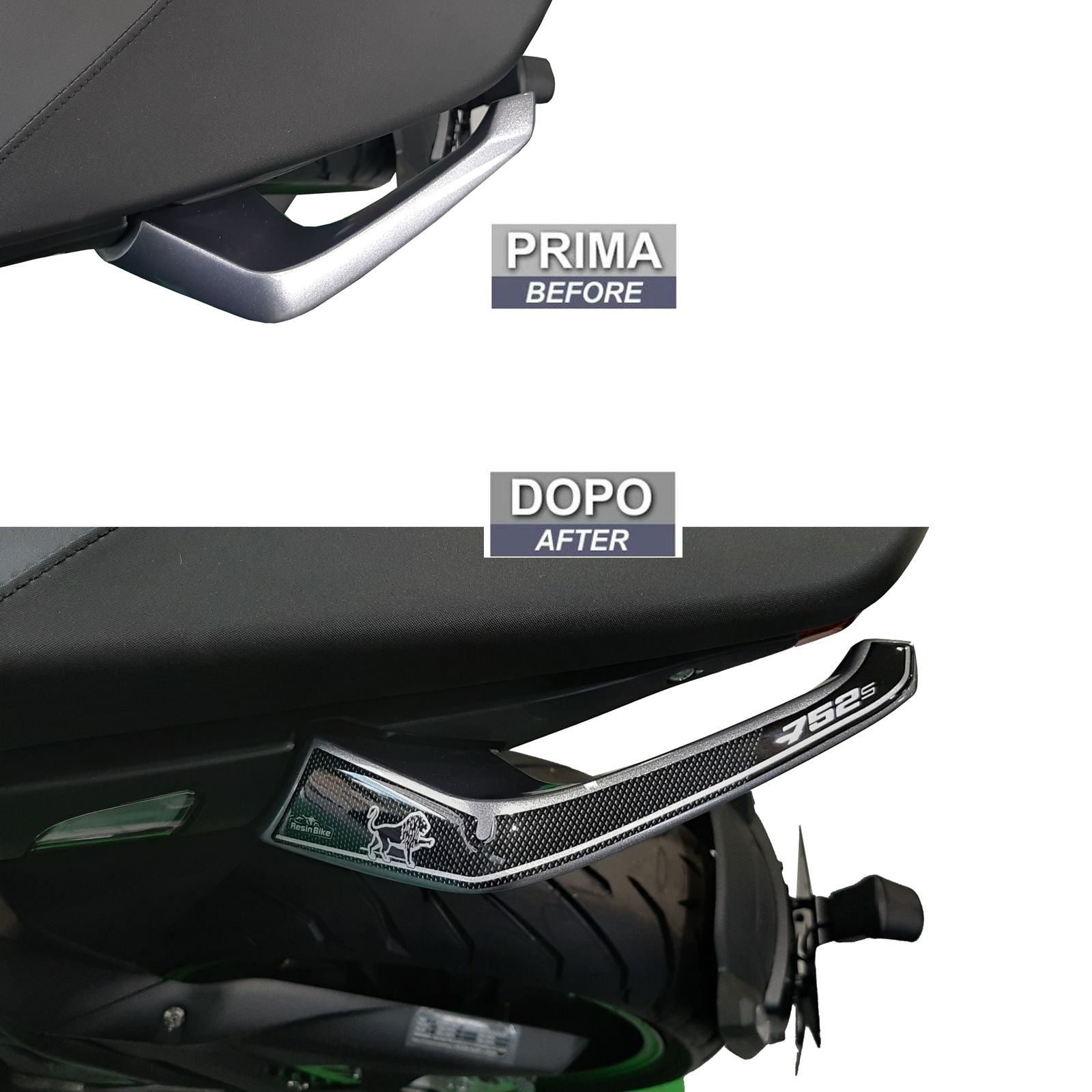 Resin Bike 3D Motorcycle Stickers - Passenger Handles | Benelli 752 S 2019>2020 - Pyramid Motorcycle Accessories