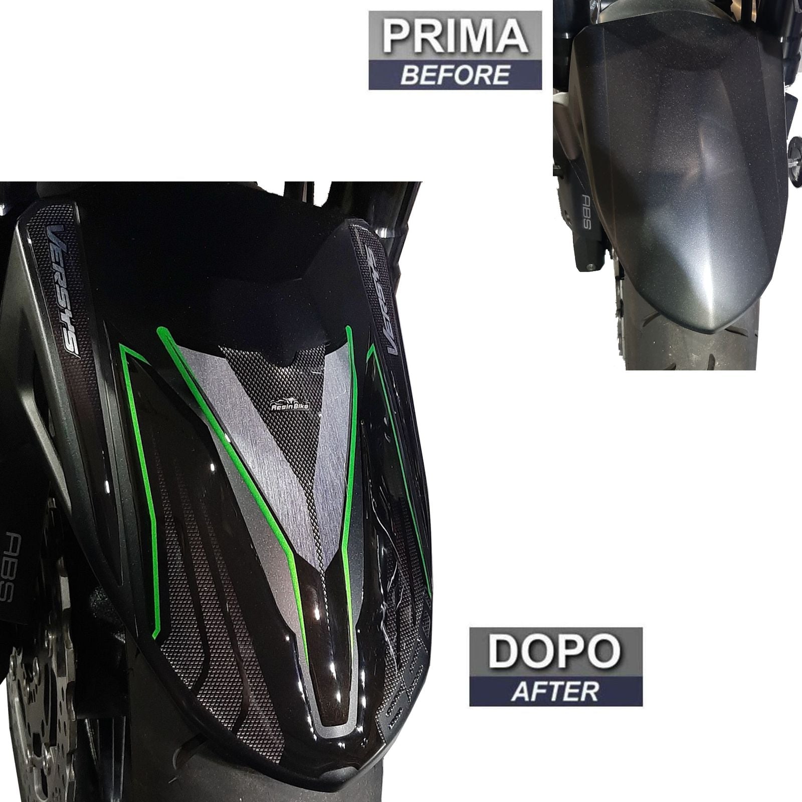 Resin Bike 3D Motorcycle Stickers - Front Fender | Kawasaki Versys 650 2017>2021 - Pyramid Motorcycle Accessories