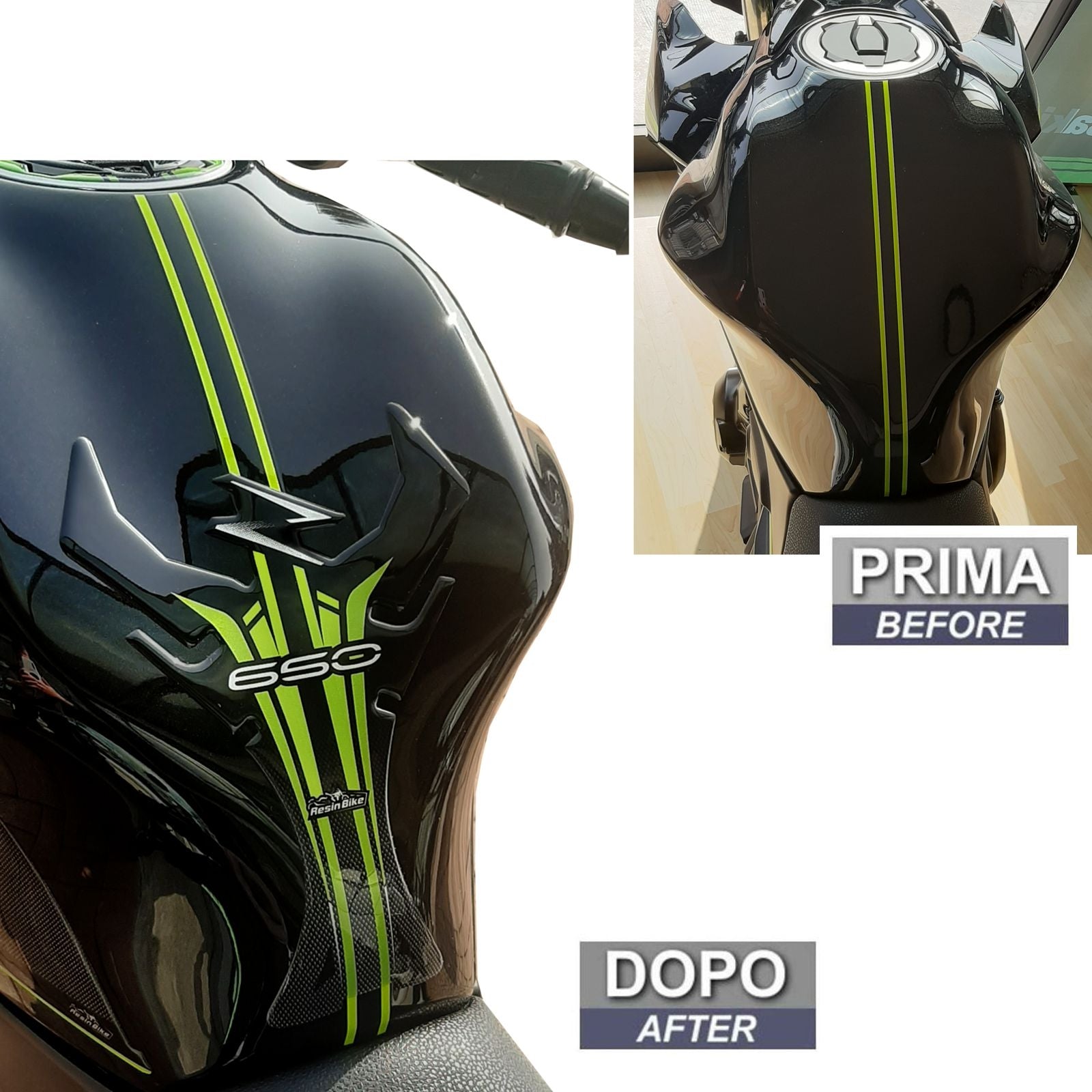Resin Bike 3D Motorcycle Stickers - Tank Pad | Kawasaki Z 650 2020>2022 - Pyramid Motorcycle Accessories