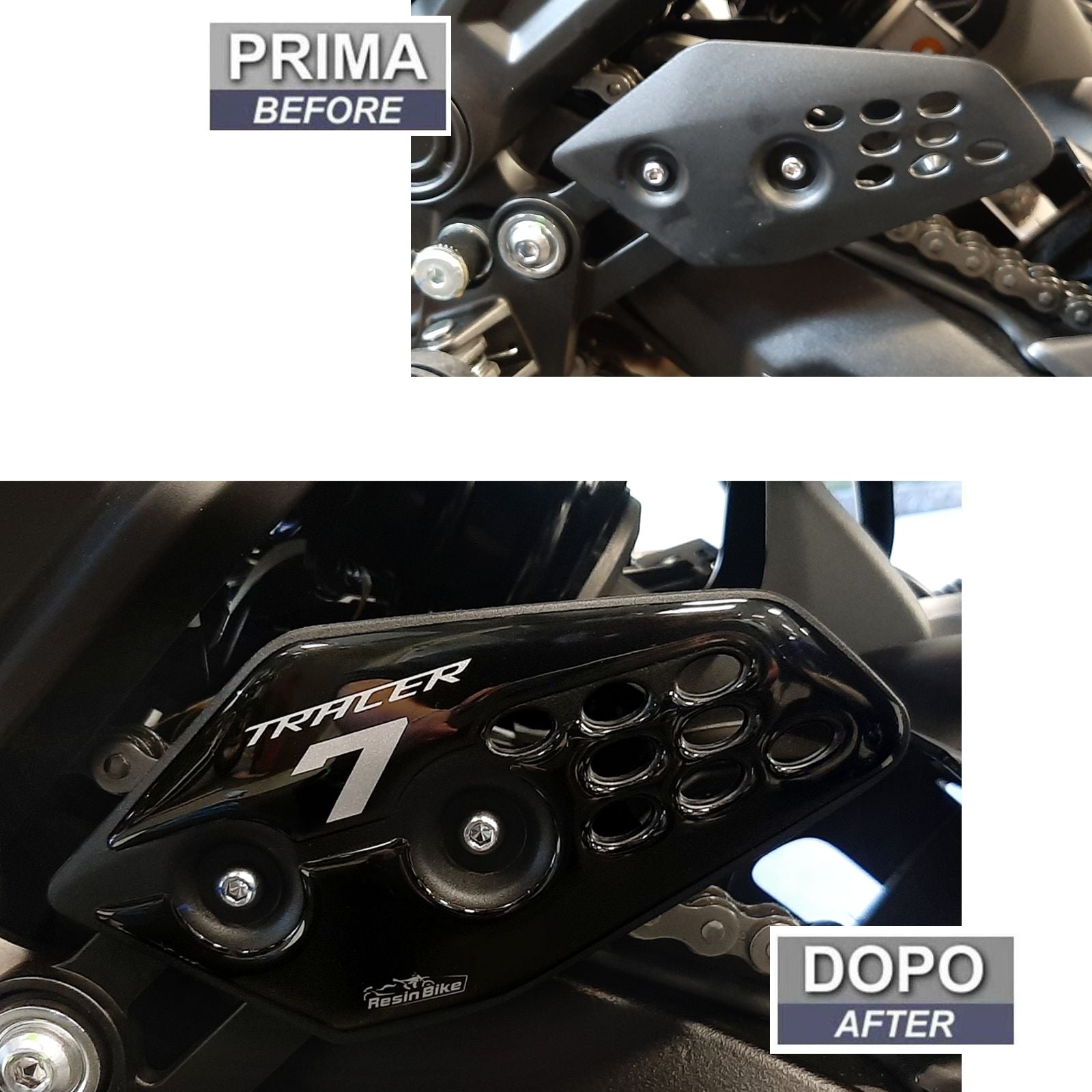 Resin Bike 3D Motorcycle Stickers - Heel Pads | Yamaha Tracer 7 2021>2024 - Pyramid Motorcycle Accessories