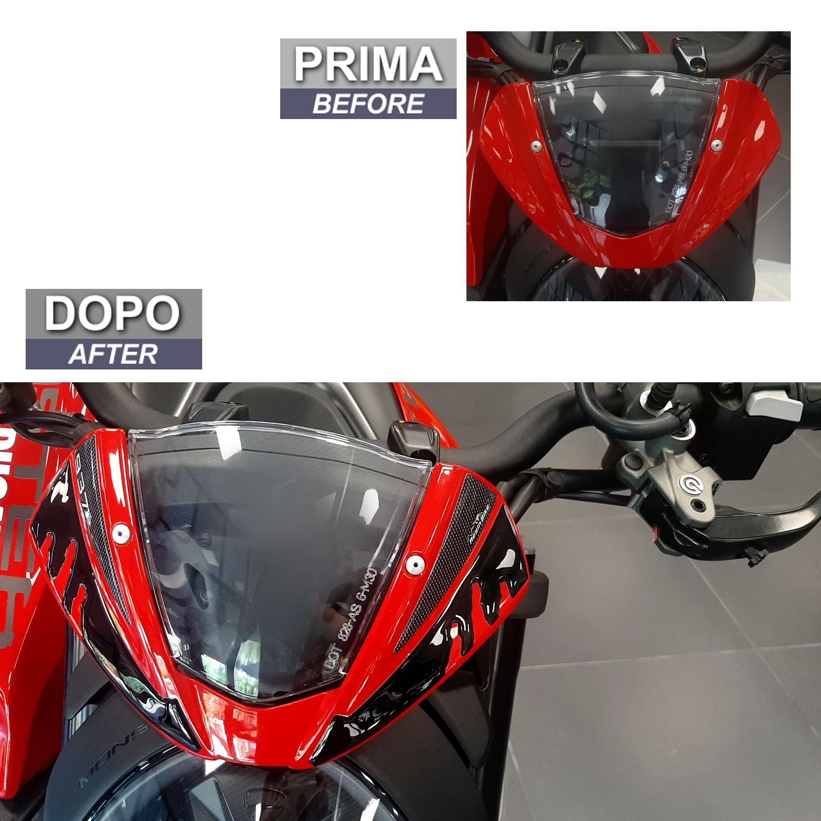 Resin Bike 3D Motorcycle Stickers - Windshield | Ducati Monster 937+ 2021>2025 - Pyramid Motorcycle Accessories