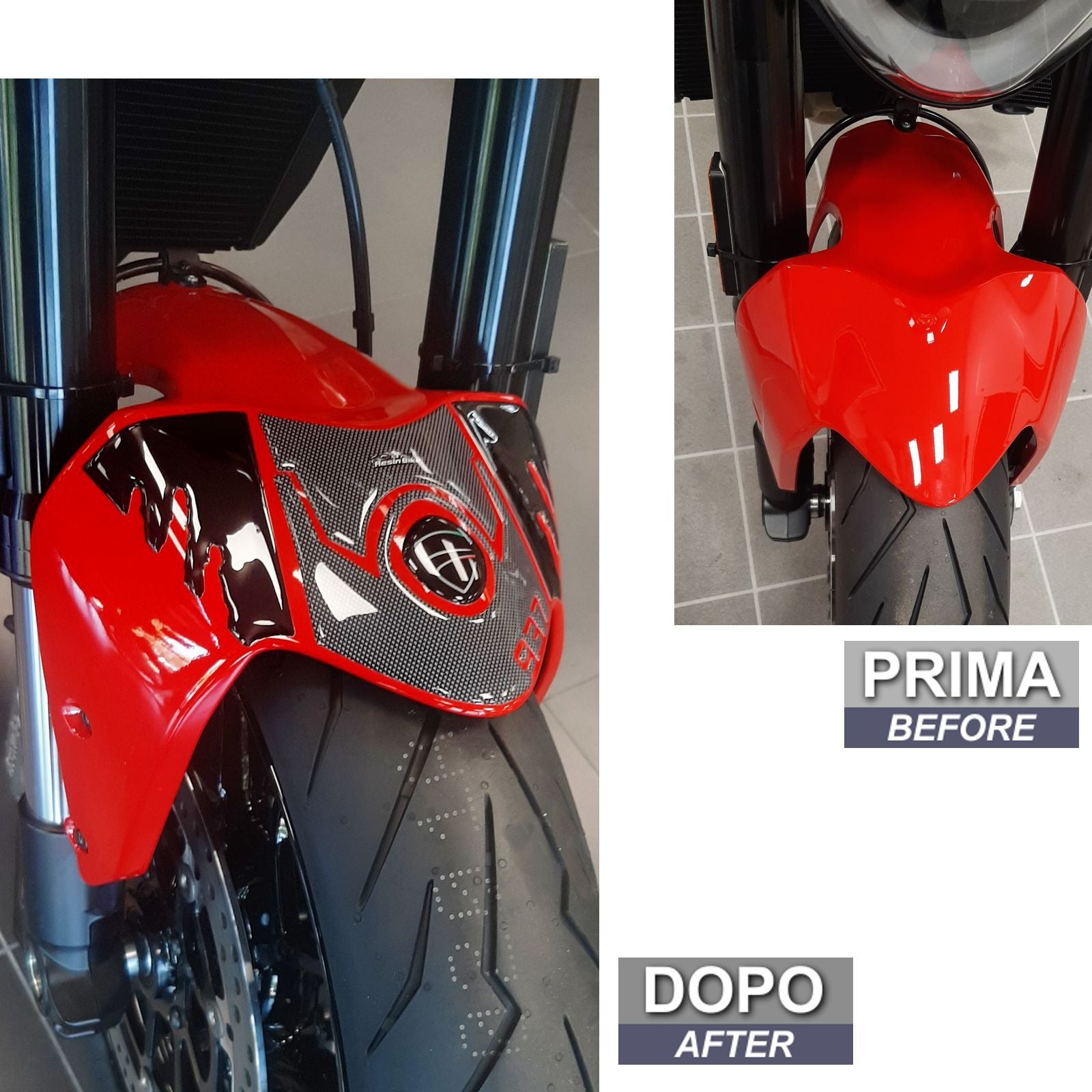 Resin Bike 3D Motorcycle Stickers - Front Fender | Ducati Monster 937 / 937+ 2021>2026 - Pyramid Motorcycle Accessories