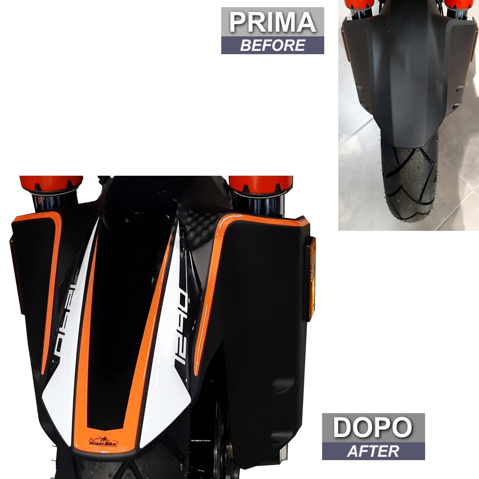 Resin Bike 3D Motorcycle Stickers - Front Fender | KTM 1290 Super Adventure S 2021>2025 - Pyramid Motorcycle Accessories