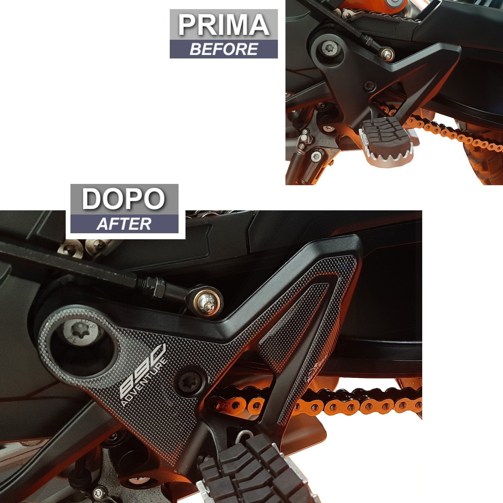 Resin Bike 3D Motorcycle Stickers - Heel Pads | KTM 890 Adventure R 2021>Current - Pyramid Motorcycle Accessories