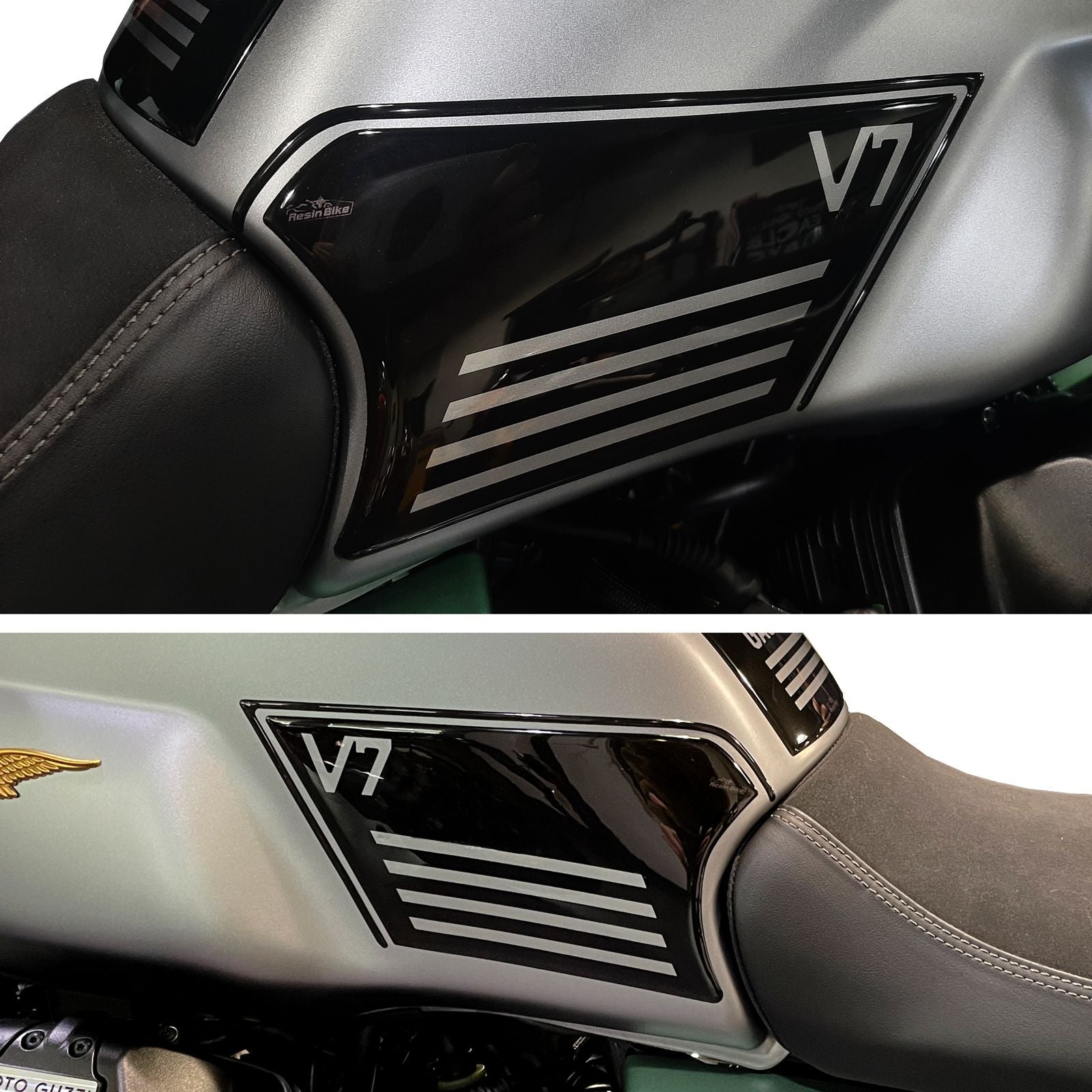 Resin Bike 3D Motorcycle Stickers - Tank Sides | Moto Guzzi V7 2021>Current RB-1000451700008 - Pyramid Motorcycle Accessories