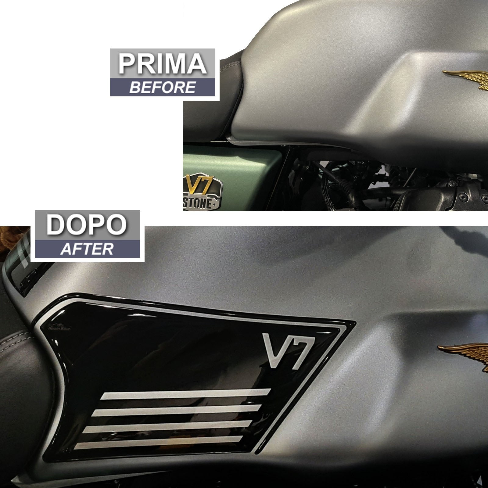 Resin Bike 3D Motorcycle Stickers - Tank Sides | Moto Guzzi V7 2021>Current RB-1000451700008 - Pyramid Motorcycle Accessories