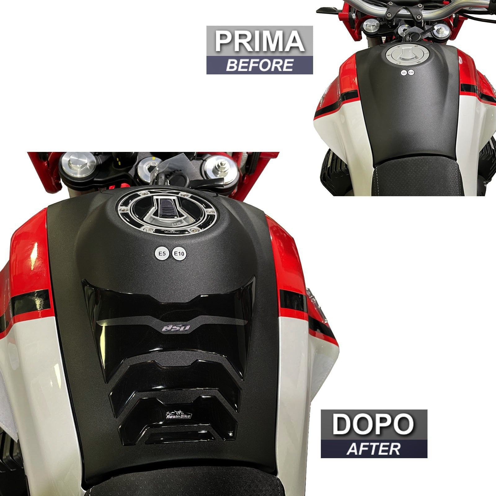 Resin Bike 3D Motorcycle Stickers - Tank Pad | Moto Guzzi V85 TT 2021>2026 - Pyramid Motorcycle Accessories