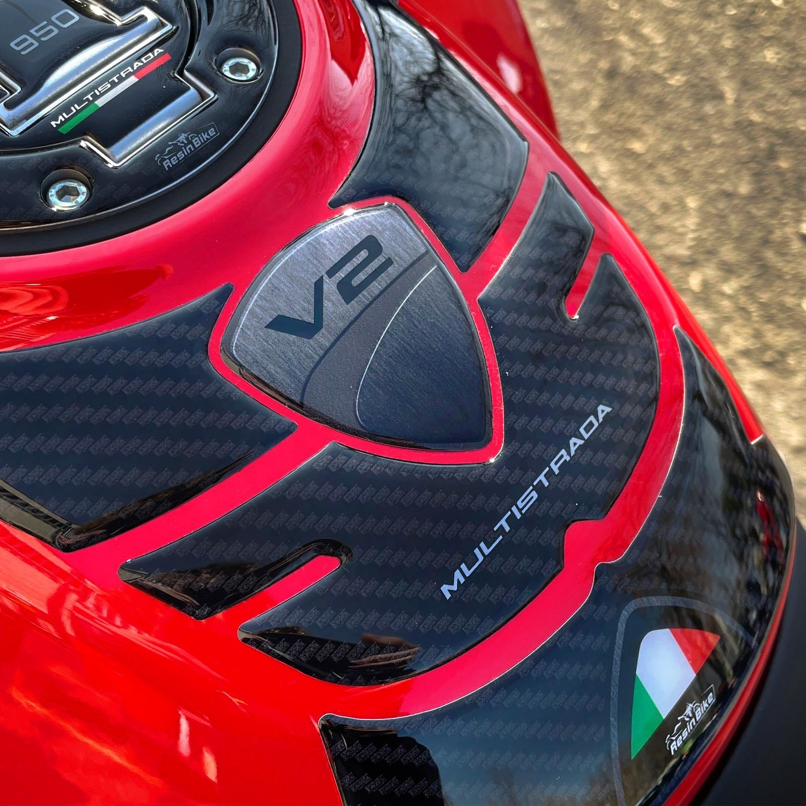 Resin Bike 3D Motorcycle Stickers - Tank Pad | Ducati Multistrada V2/V2S 2022>2024 - Pyramid Motorcycle Accessories