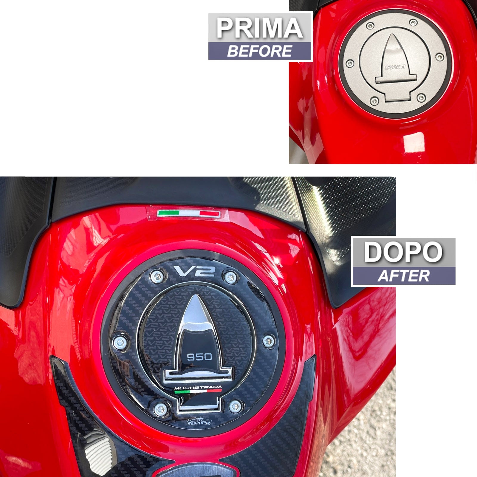 Resin Bike 3D Motorcycle Stickers - Fuel Cap | Ducati Multistrada V2/V2 S 2022>2024 - Pyramid Motorcycle Accessories