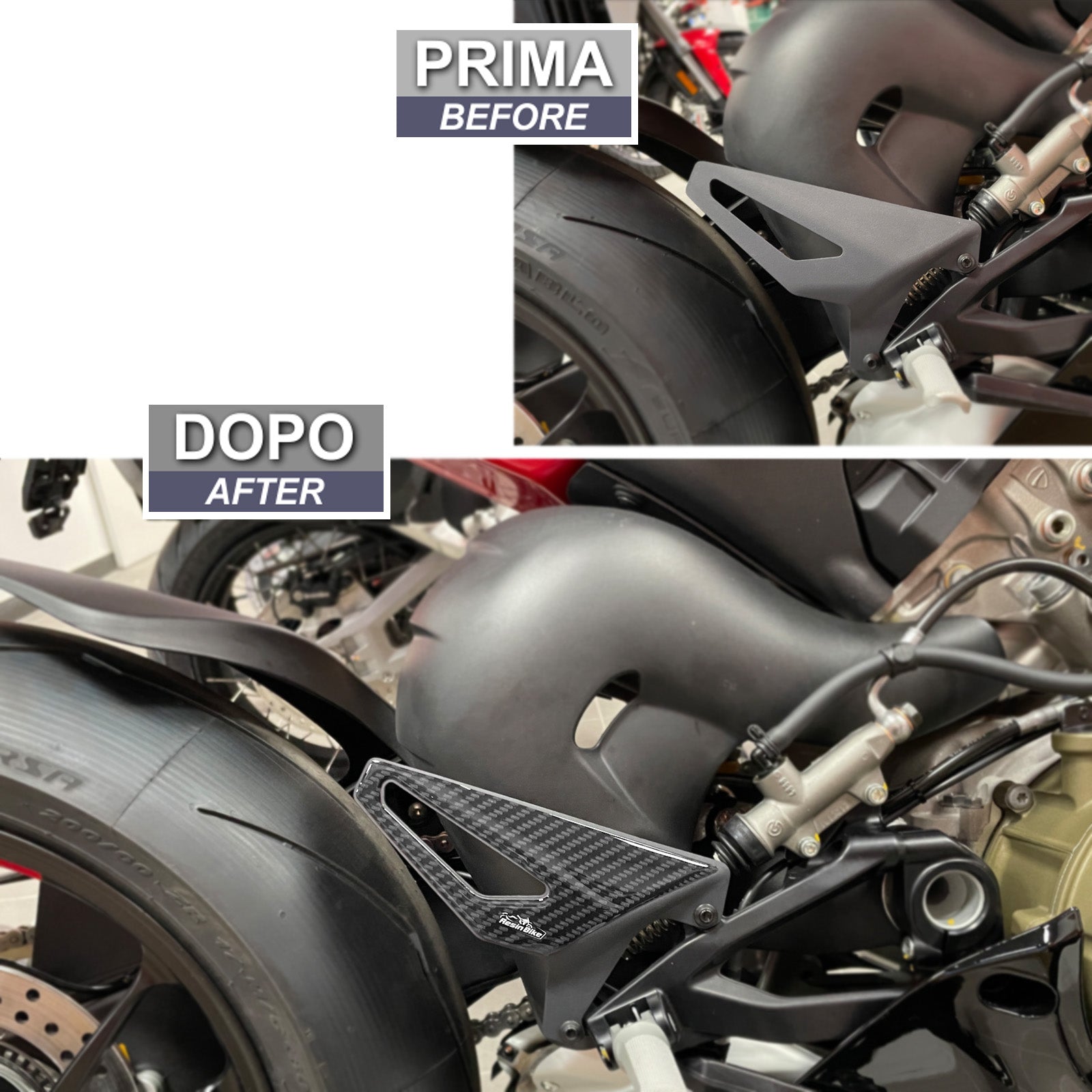 Resin Bike 3D Motorcycle Stickers - Heel Pads | Ducati Panigale/Streetfighter V4 2018>2024 - Pyramid Motorcycle Accessories