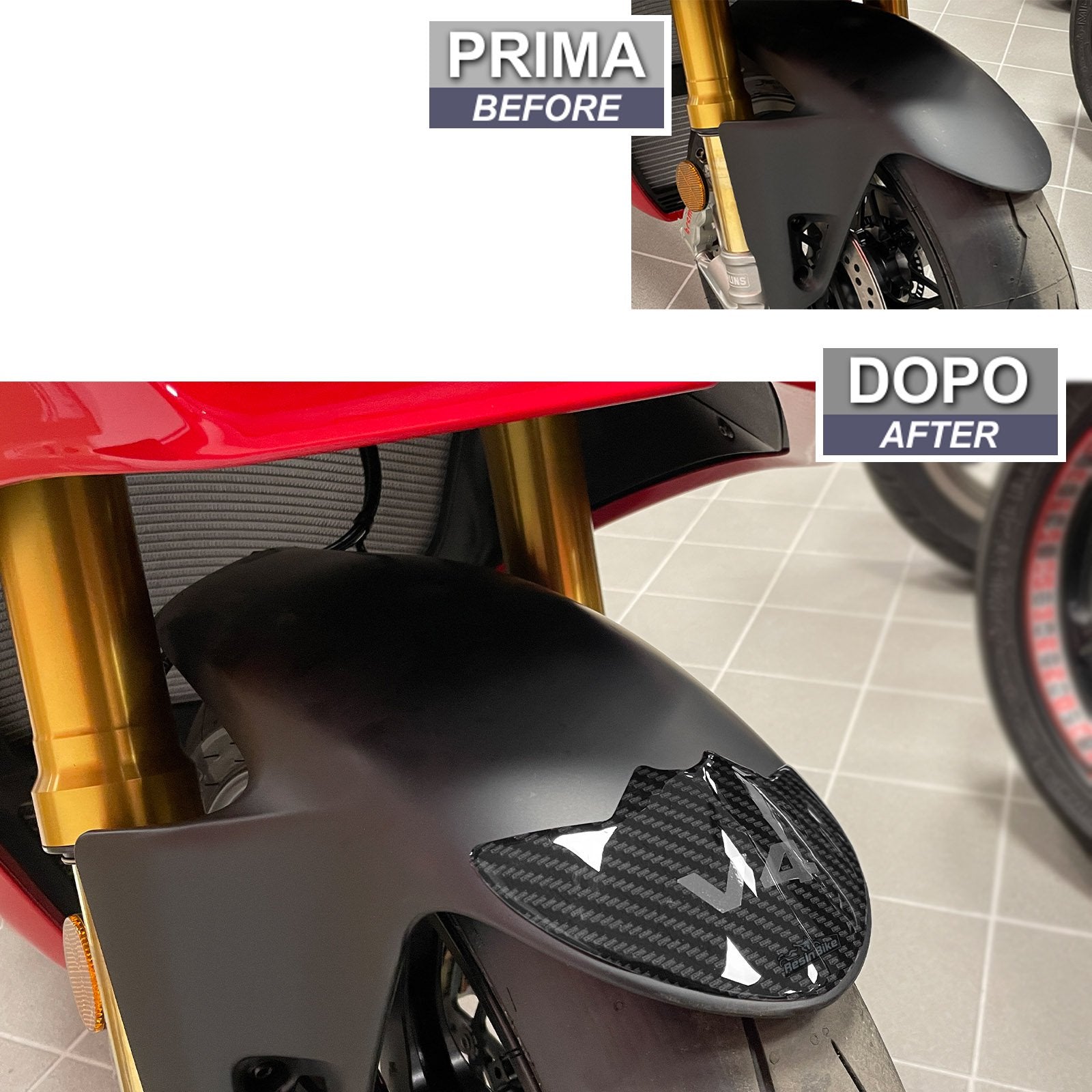 Resin Bike 3D Motorcycle Stickers - Front Fender | Ducati Panigale V4 2018>2023 - Pyramid Motorcycle Accessories