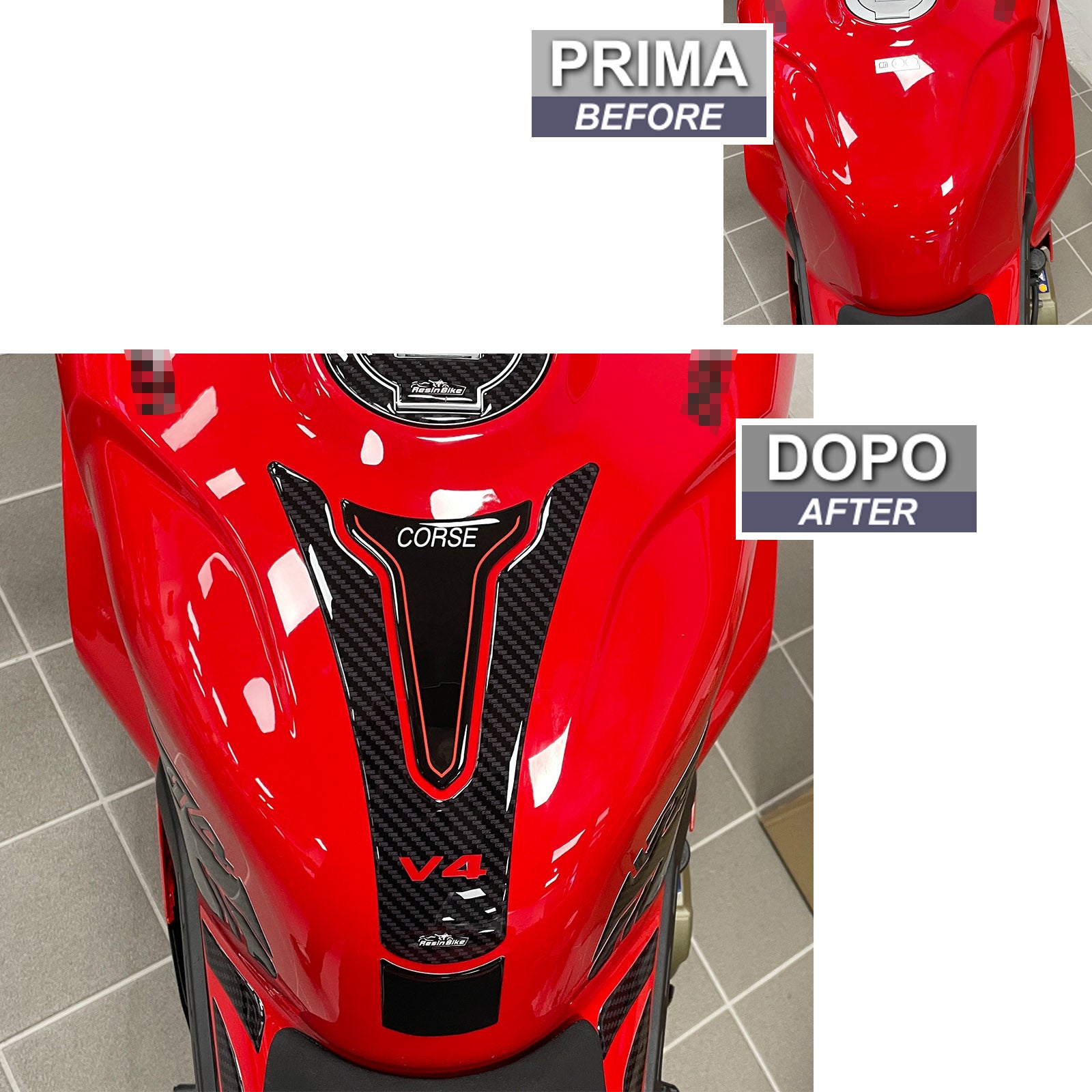 Resin Bike 3D Motorcycle Stickers - Tank Pad | Ducati Panigale V4 2018>2022 - Pyramid Motorcycle Accessories