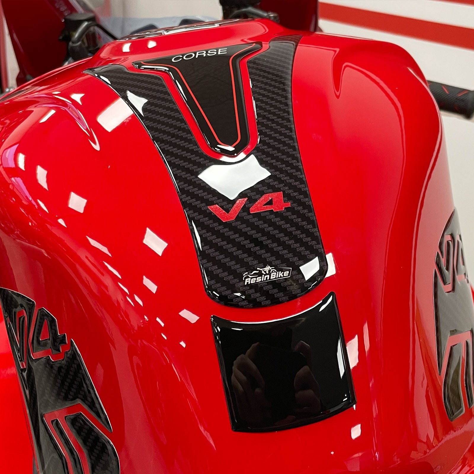 Resin Bike 3D Motorcycle Stickers - Tank Pad | Ducati Panigale V4 2018>2022 - Pyramid Motorcycle Accessories