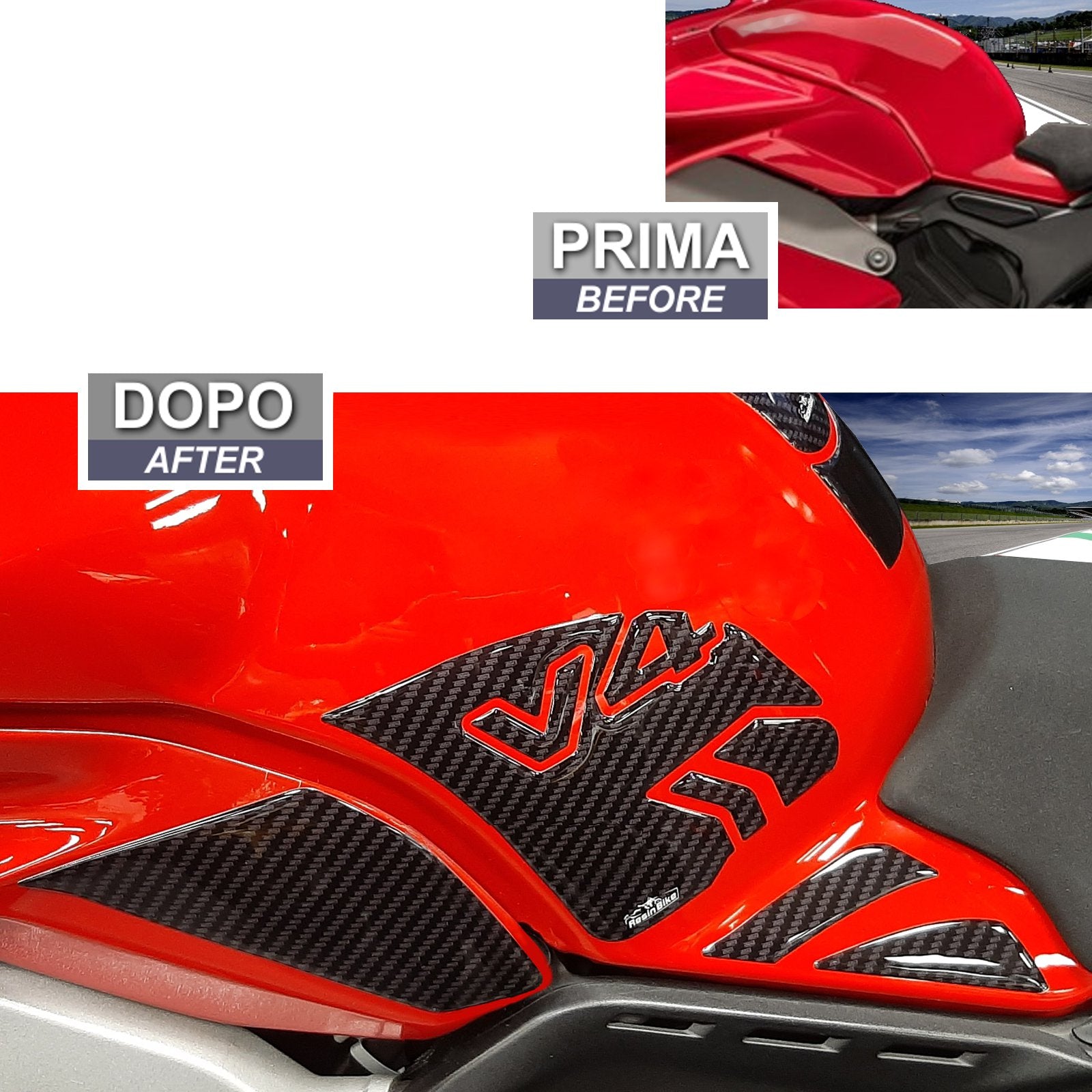 Resin Bike 3D Motorcycle Stickers - Tank Sides | Ducati Panigale V4 2018>2021 - Pyramid Motorcycle Accessories