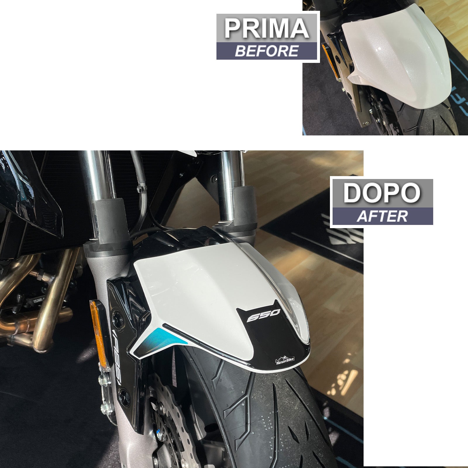 Resin Bike 3D Motorcycle Stickers - Footboard | CFMoto 650NK 2021>2024 - Pyramid Motorcycle Accessories