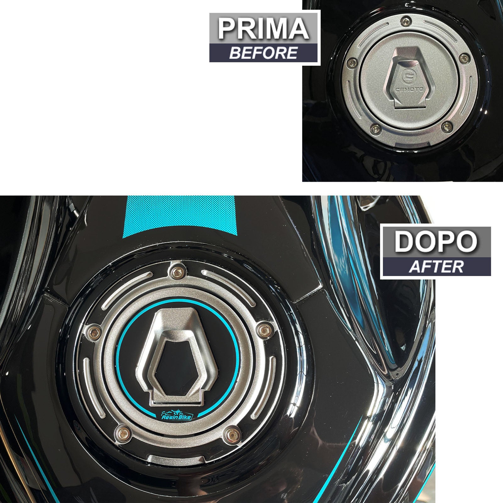 Resin Bike 3D Motorcycle Stickers - Fuel Cap | CFMoto 650NK 2021>2024 - Pyramid Motorcycle Accessories