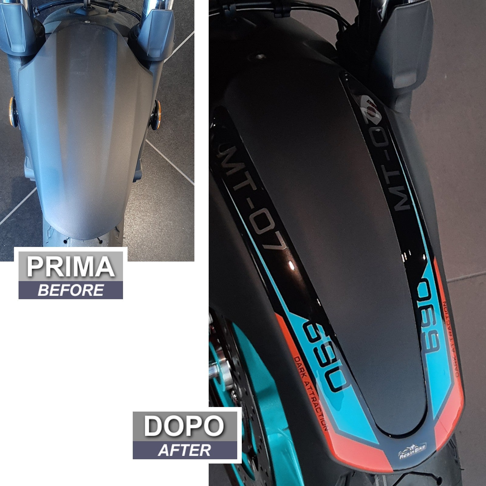 Resin Bike 3D Motorcycle Stickers - Front Fender | Yamaha MT-07 2021>2024 - Pyramid Motorcycle Accessories