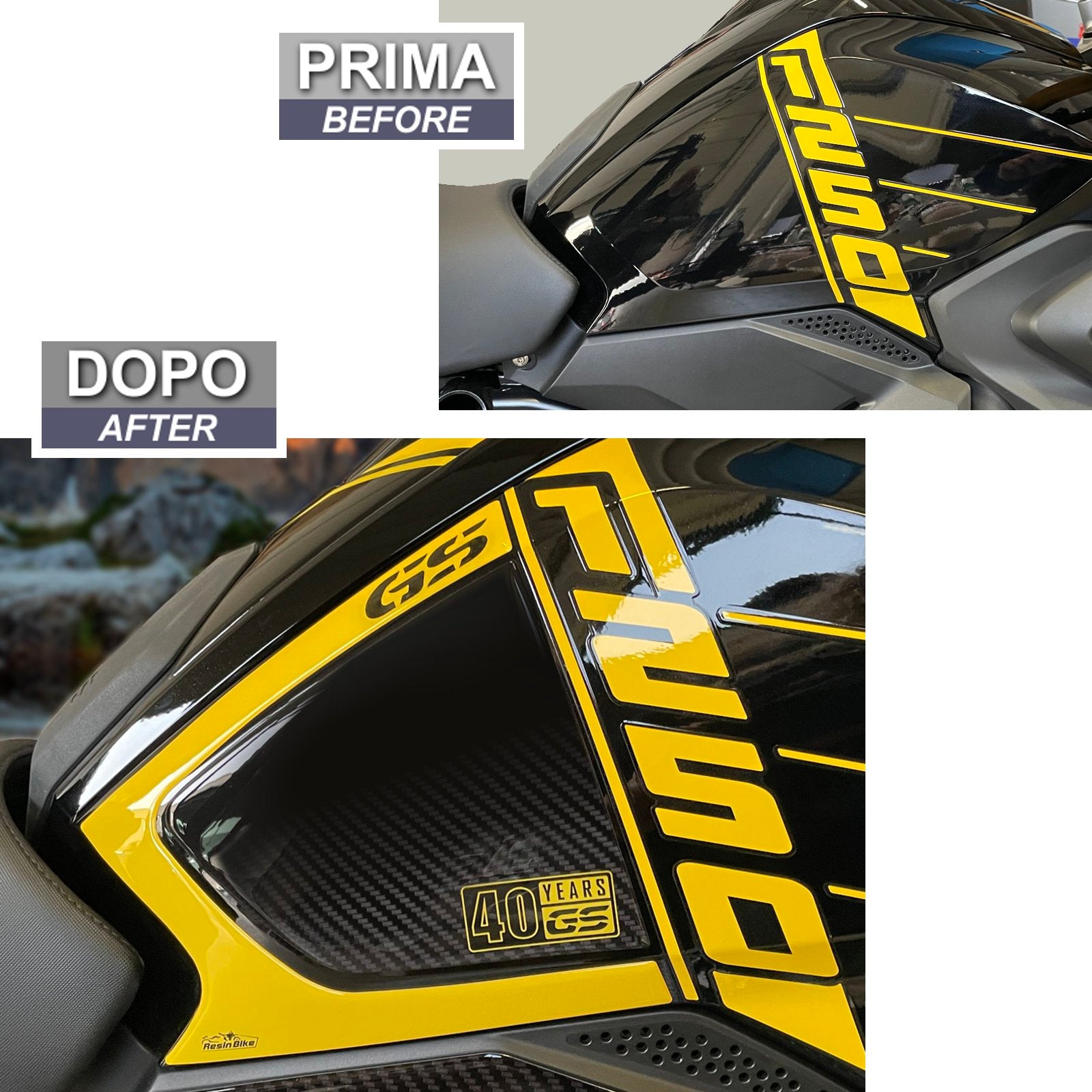 Resin Bike 3D Motorcycle Stickers - Tank Sides | BMW R 1250 GS 2021>2024 RB-1000461000006 - Pyramid Motorcycle Accessories