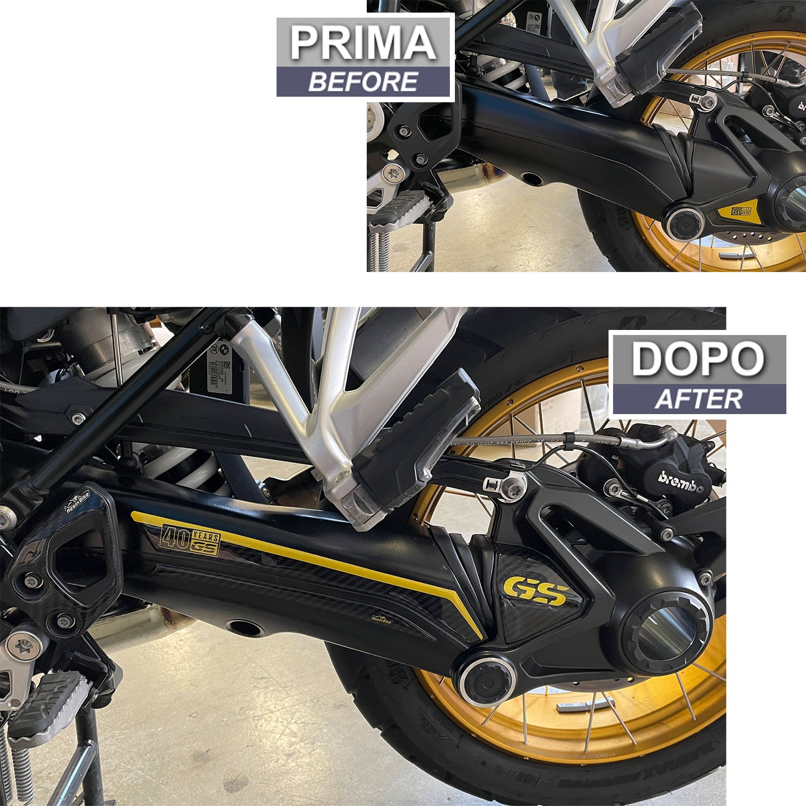Resin Bike 3D Motorcycle Stickers - Swingarm | BMW R 1250 GS/GS Adventure 2021>2024 - Pyramid Motorcycle Accessories