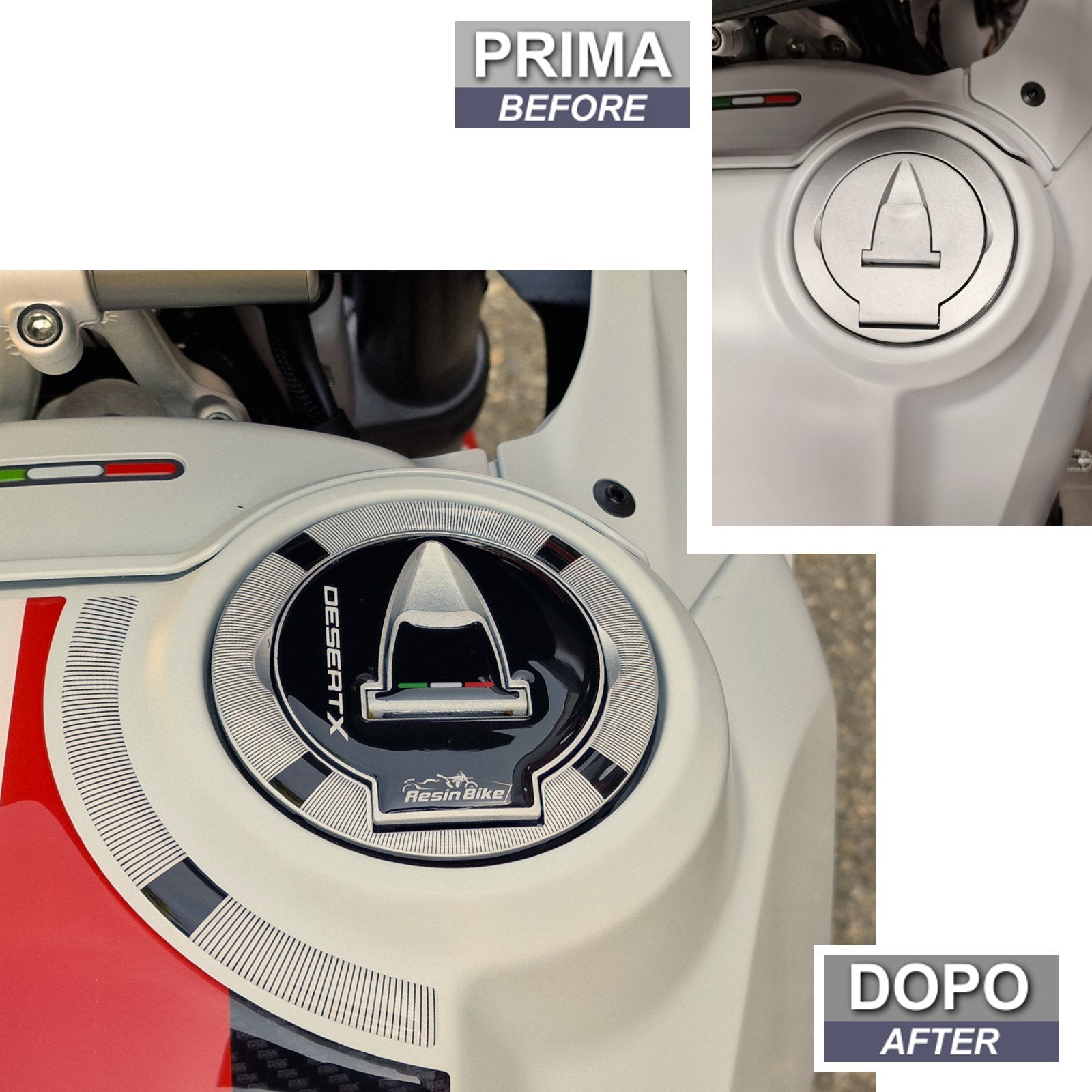 Resin Bike 3D Motorcycle Stickers - Fuel Cap | Ducati Desert X 2022>2026 - Pyramid Motorcycle Accessories