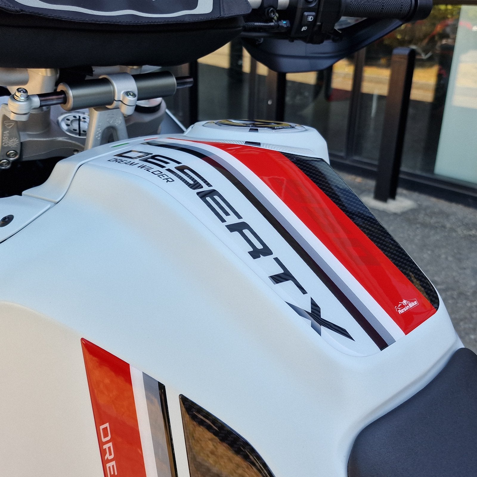 Resin Bike 3D Motorcycle Stickers - Tank Pad | Ducati Desert X 2022>2025 - Pyramid Motorcycle Accessories