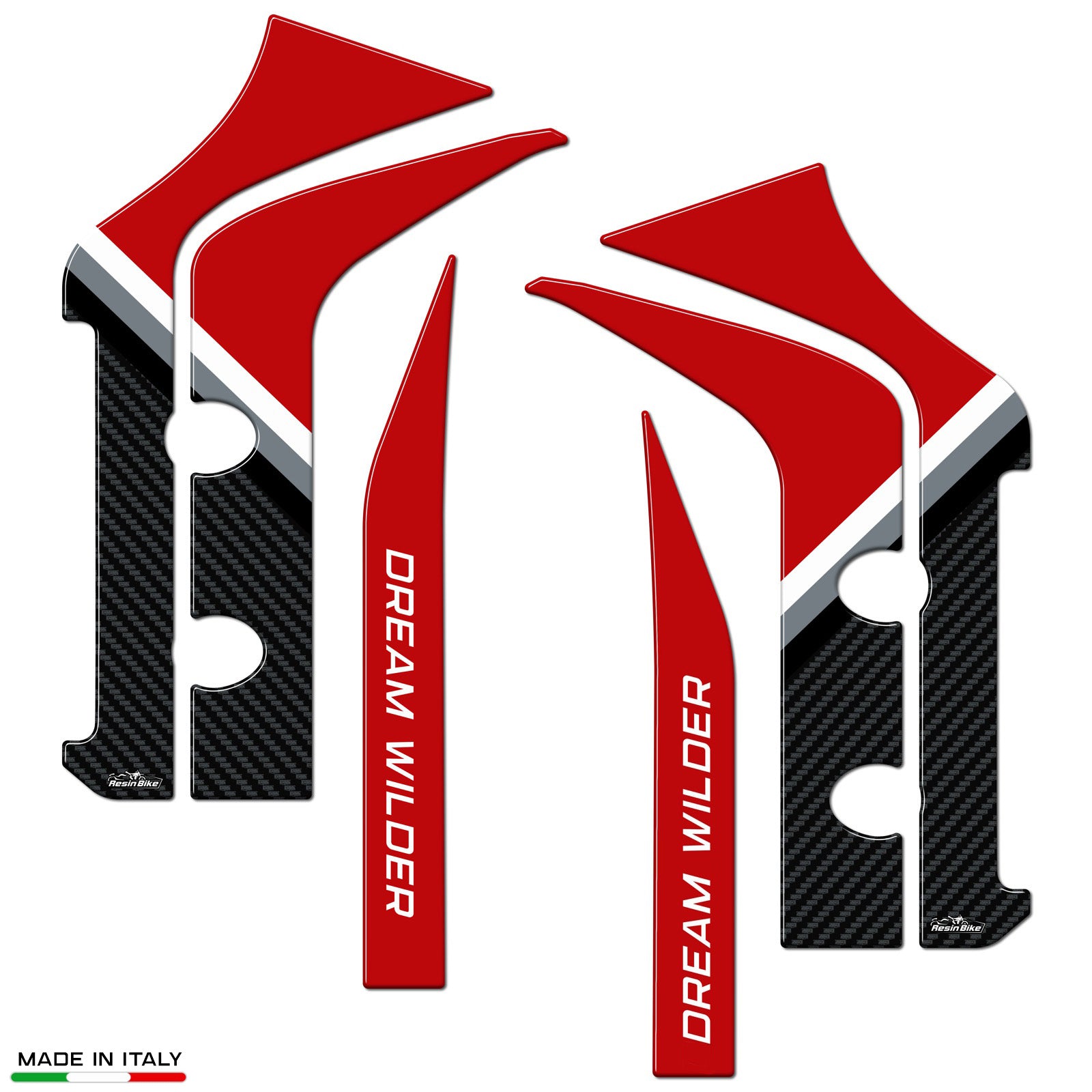 Resin Bike 3D Motorcycle Stickers - Front Fender Sides | Ducati Desert X 2022>2025 - Pyramid Motorcycle Accessories