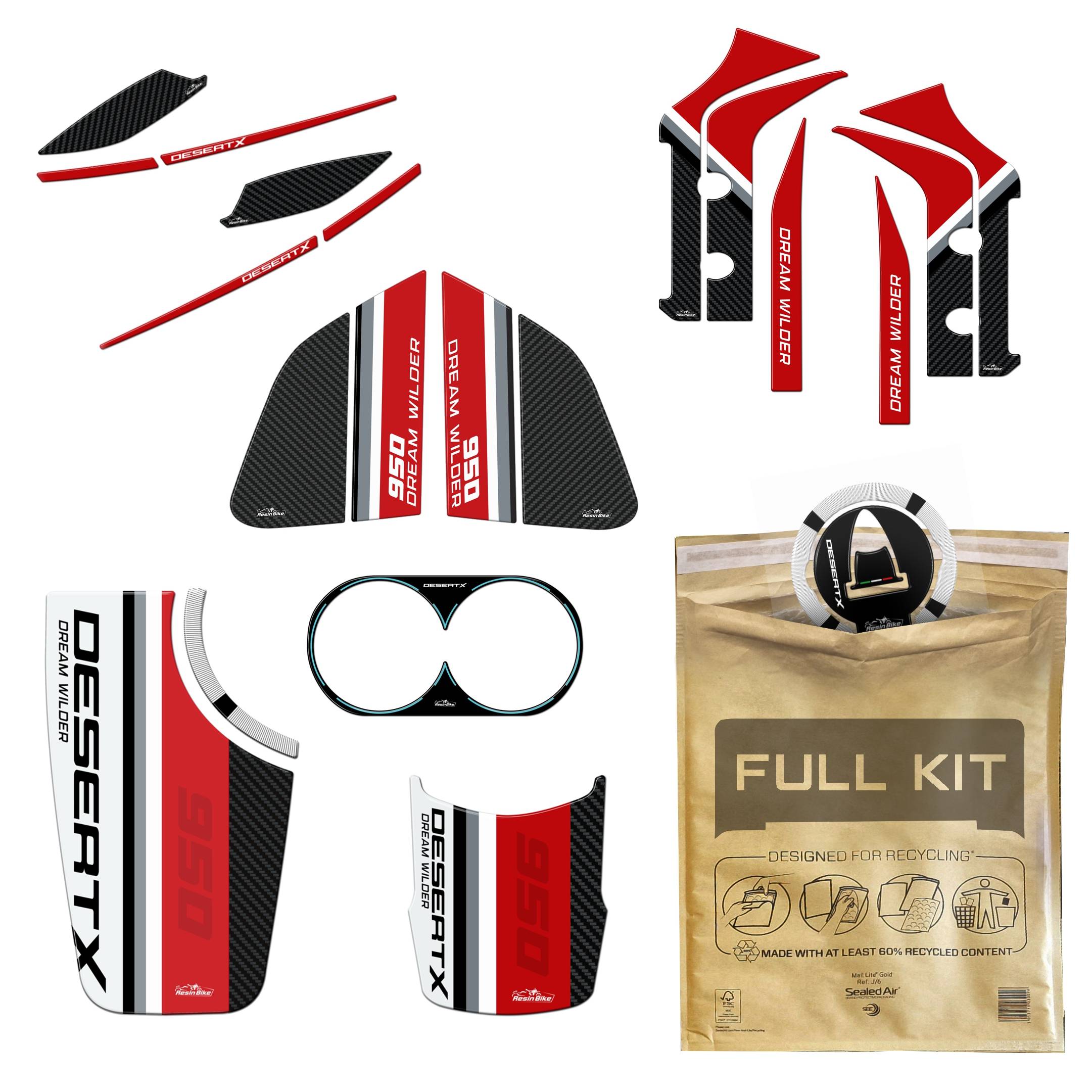 Resin Bike 3D Motorcycle Stickers - Tank Kit | Ducati Desert X 2022>2026 RB-1000475400007 - Pyramid Motorcycle Accessories