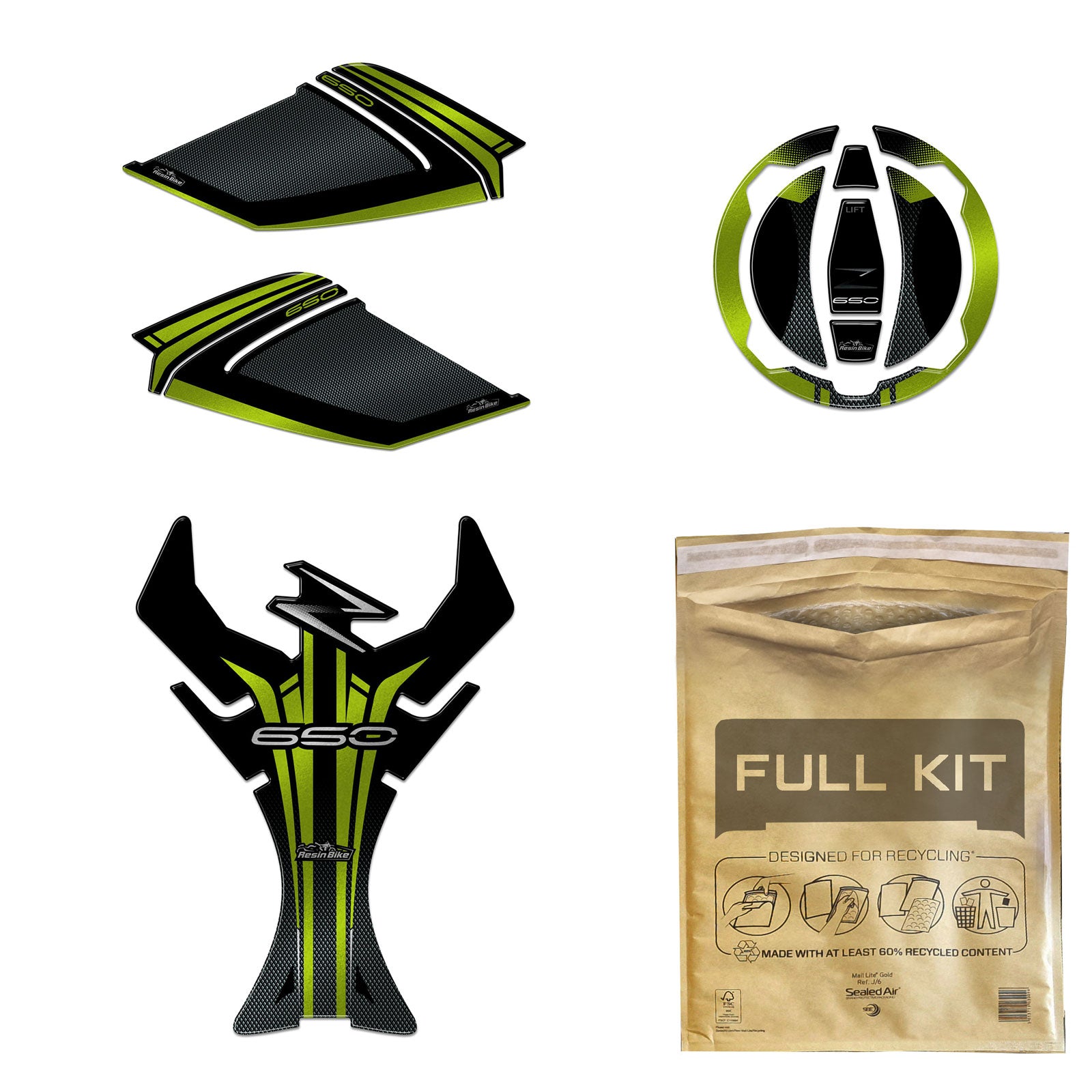 Resin Bike 3D Motorcycle Stickers - Tank Kit | Kawasaki Z 650 2021>2024 - Pyramid Motorcycle Accessories