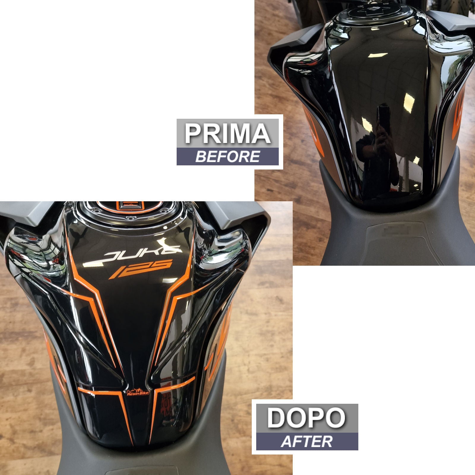Resin Bike 3D Motorcycle Stickers - Tank Pad | KTM 125/200/250/390 Duke 2021>2023 - Pyramid Motorcycle Accessories