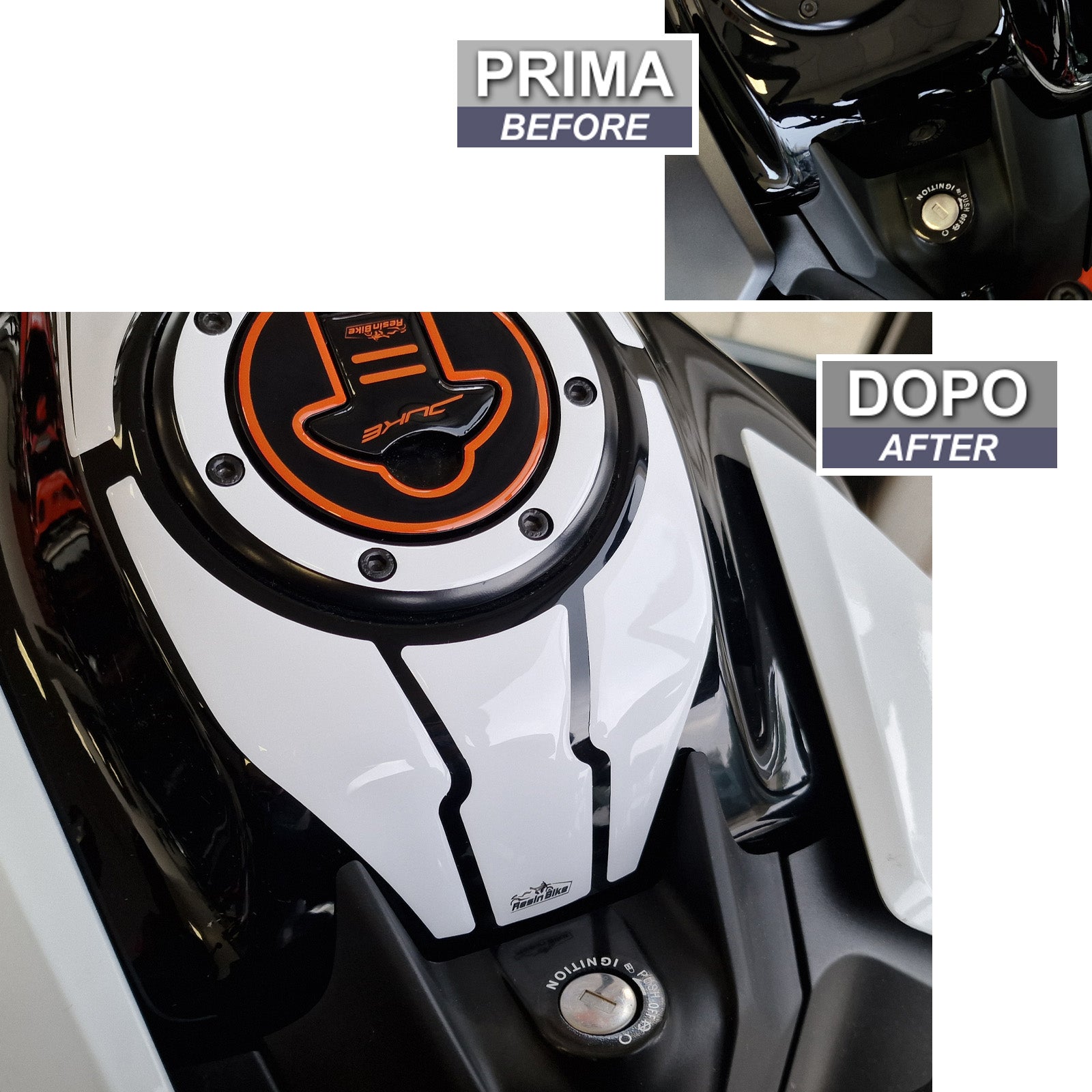 Resin Bike 3D Motorcycle Stickers - Key Area | KTM 200/390 Duke 2021>2023 - Pyramid Motorcycle Accessories
