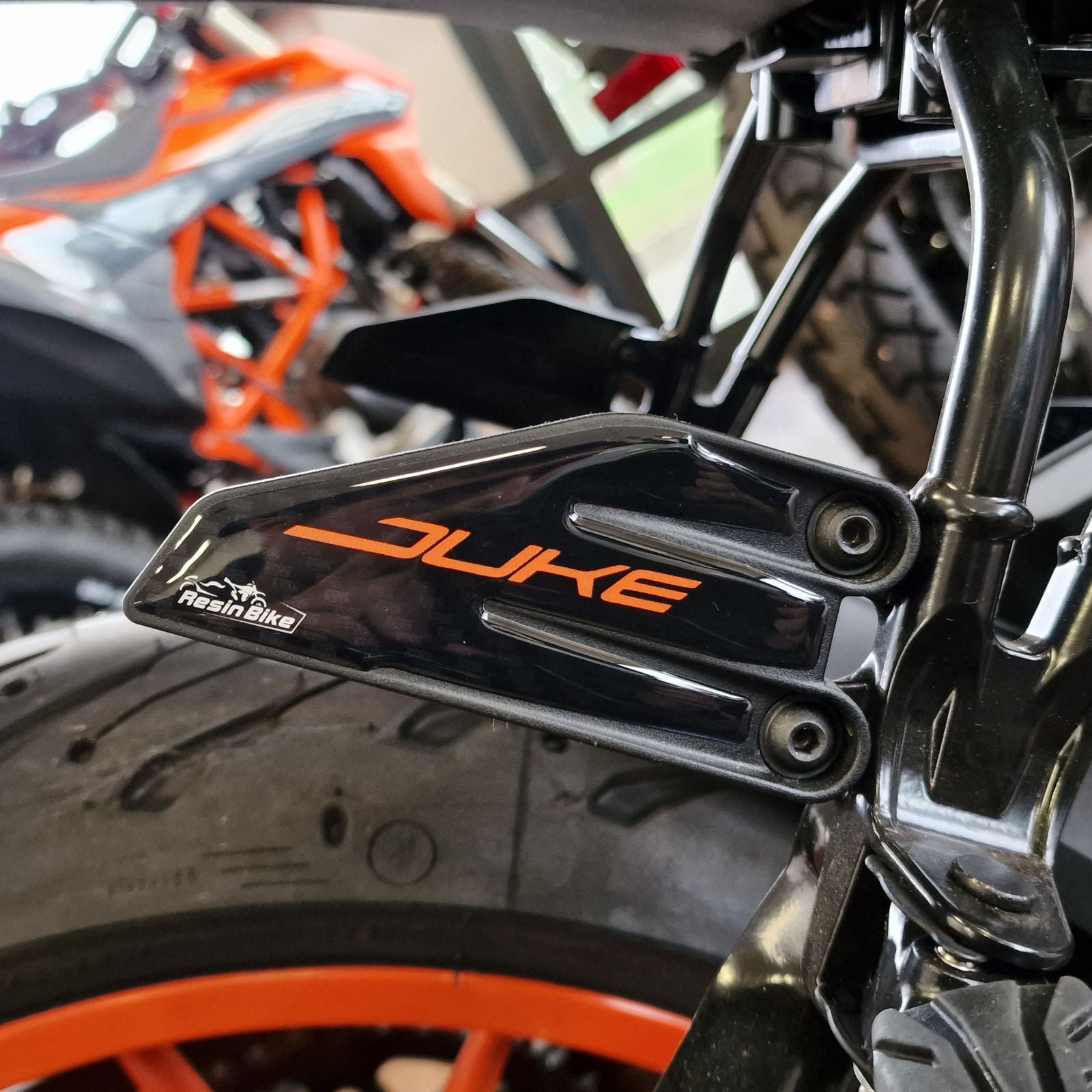 Resin Bike 3D Motorcycle Stickers - Heel Pads | KTM 125/200/250/390 Duke 2018>2023 - Pyramid Motorcycle Accessories
